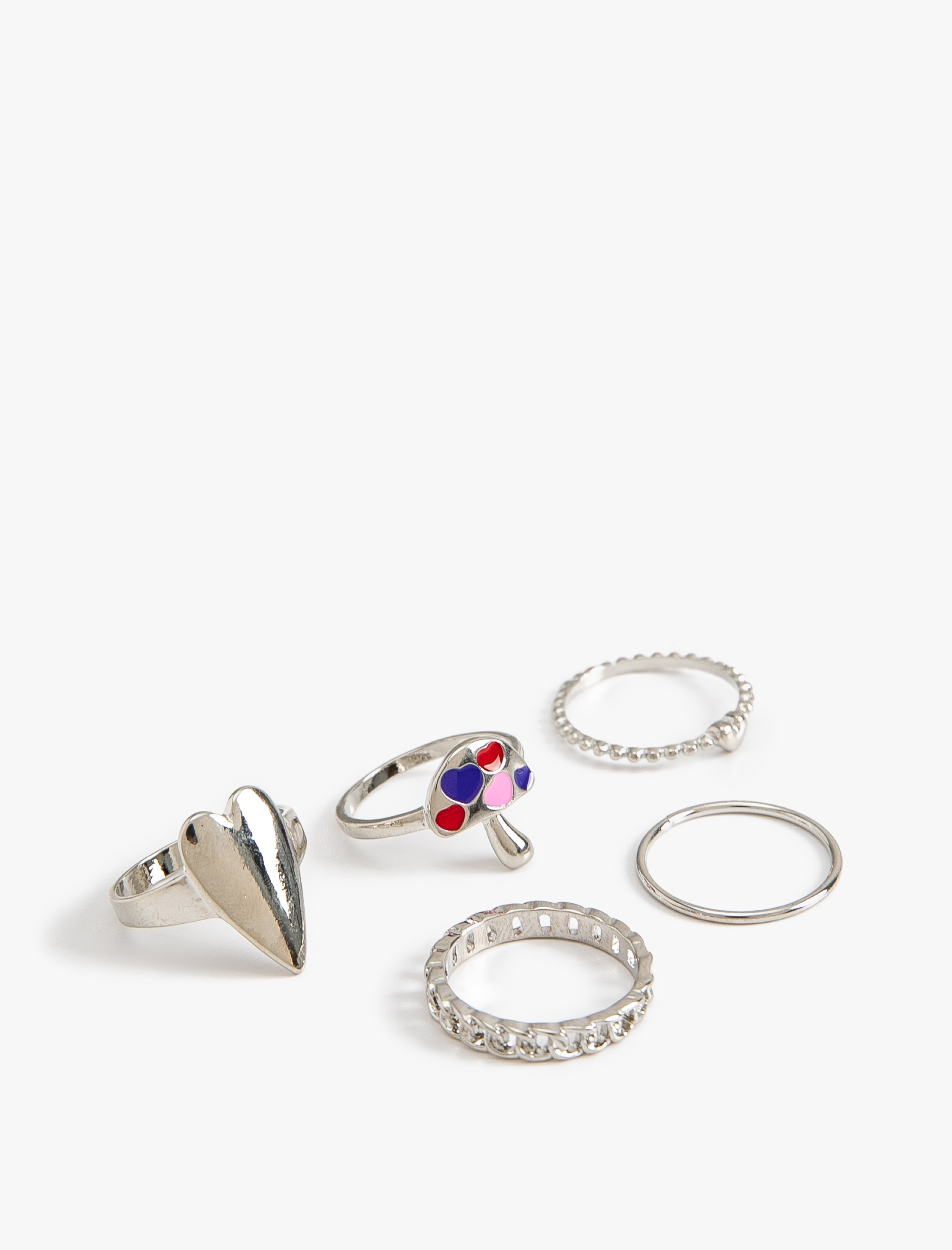 Kadın Çelik Karışımlı Yüzük Seti 5'li