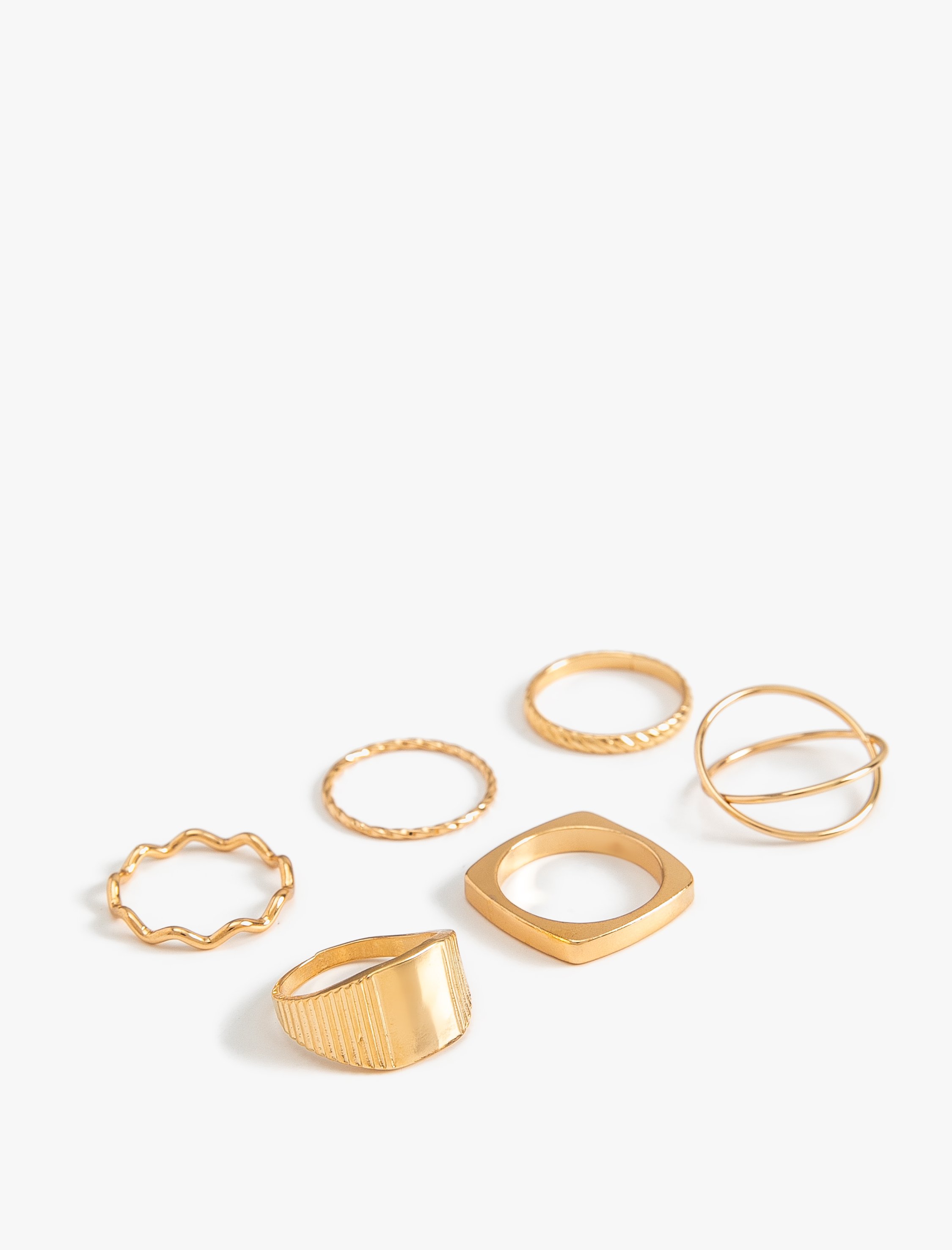  Kadın Çelik Yüzük Seti 6'lı Geometrik