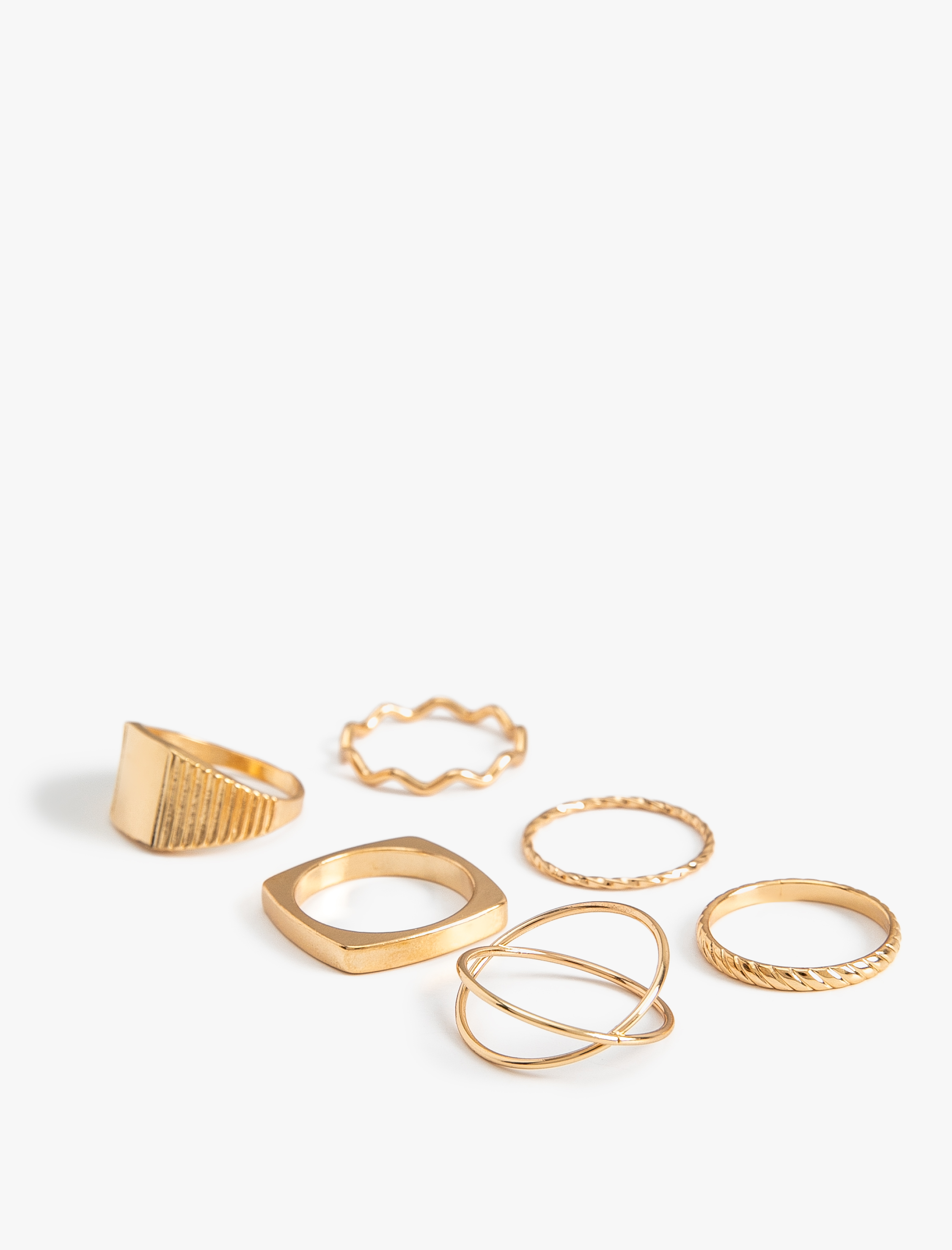  Kadın Çelik Yüzük Seti 6'lı Geometrik