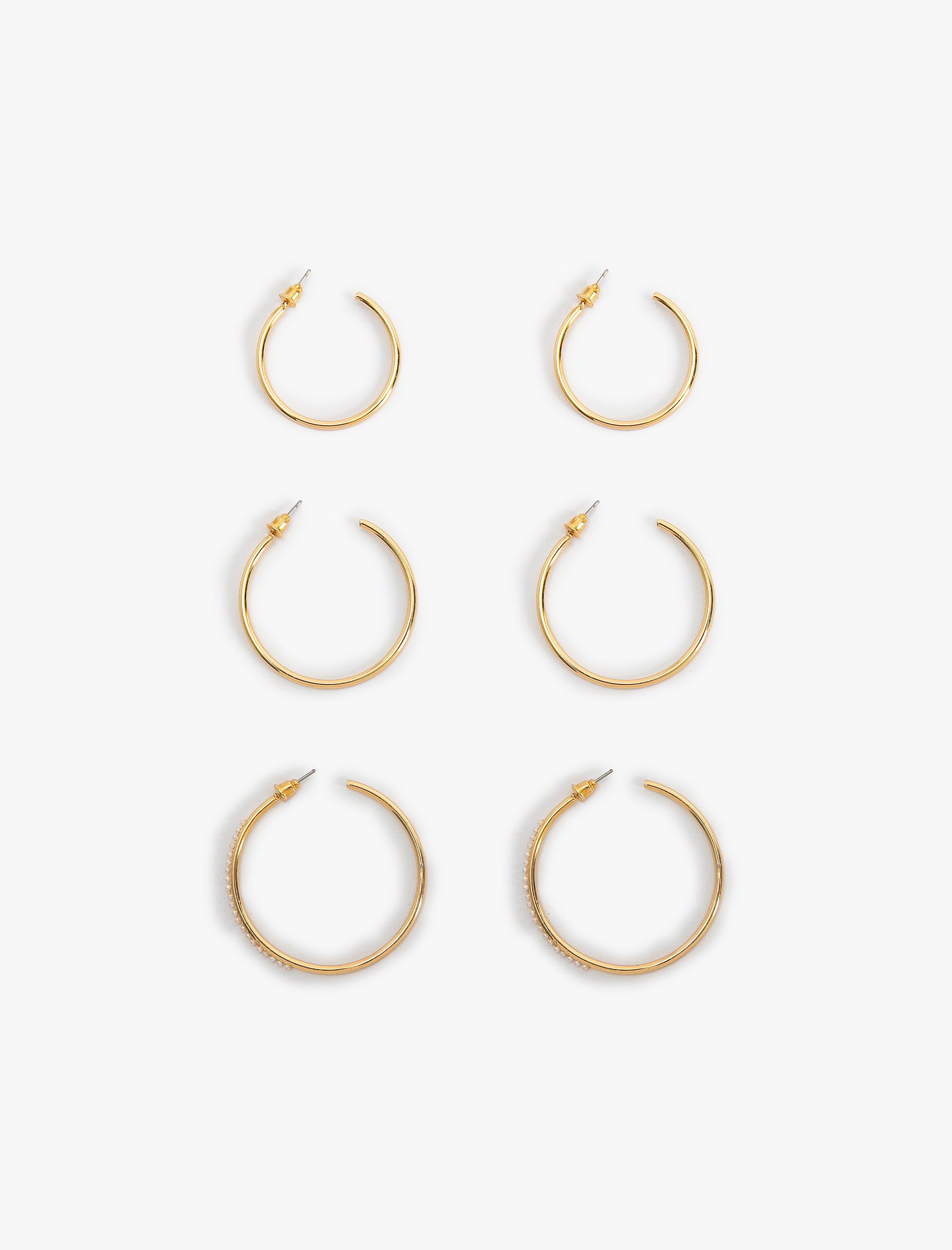  Kadın Çelik Halka Küpe Seti 3'lü