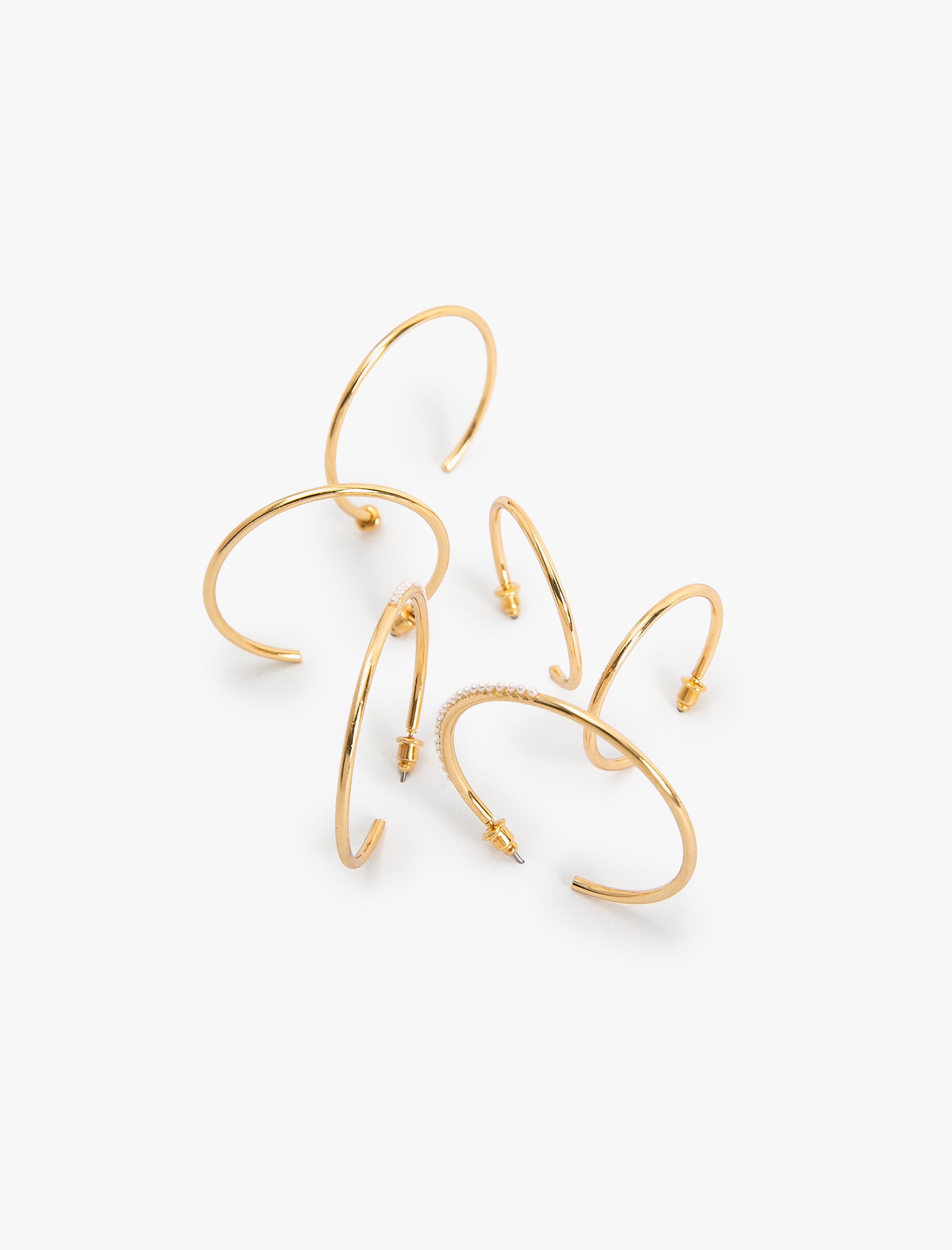  Kadın Çelik Halka Küpe Seti 3'lü