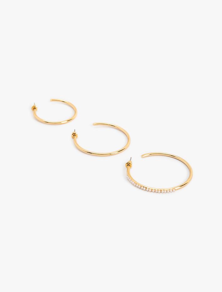 Kadın Çelik Halka Küpe Seti 3'lü