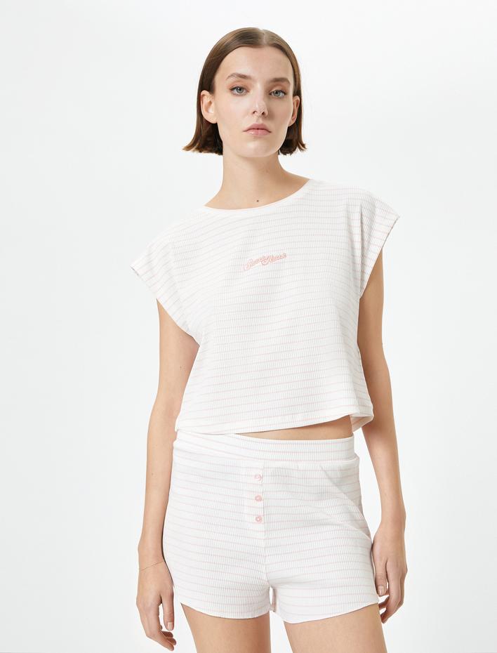  Pijama Altı Şort Normal Bel Dokulu Viskon Karışımlı