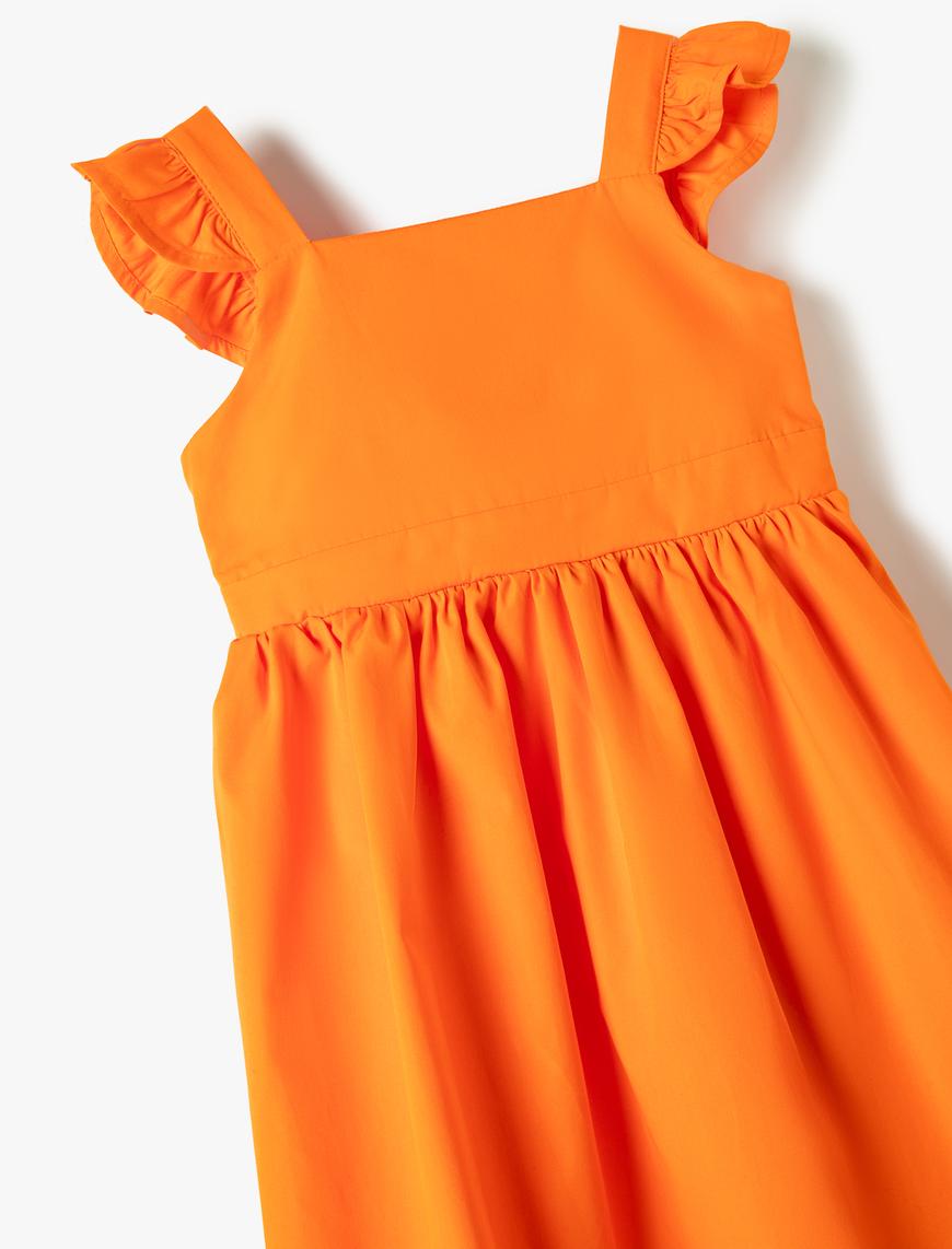  Kız Bebek Elbise Askılı Fırfır Detaylı Pamuklu