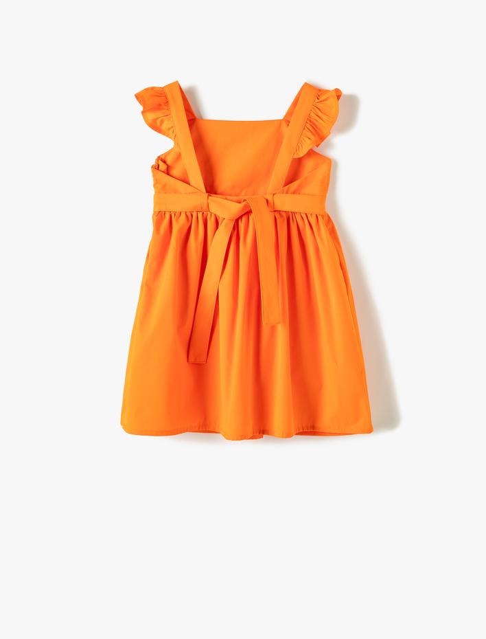 Kız Bebek Elbise Askılı Fırfır Detaylı Pamuklu