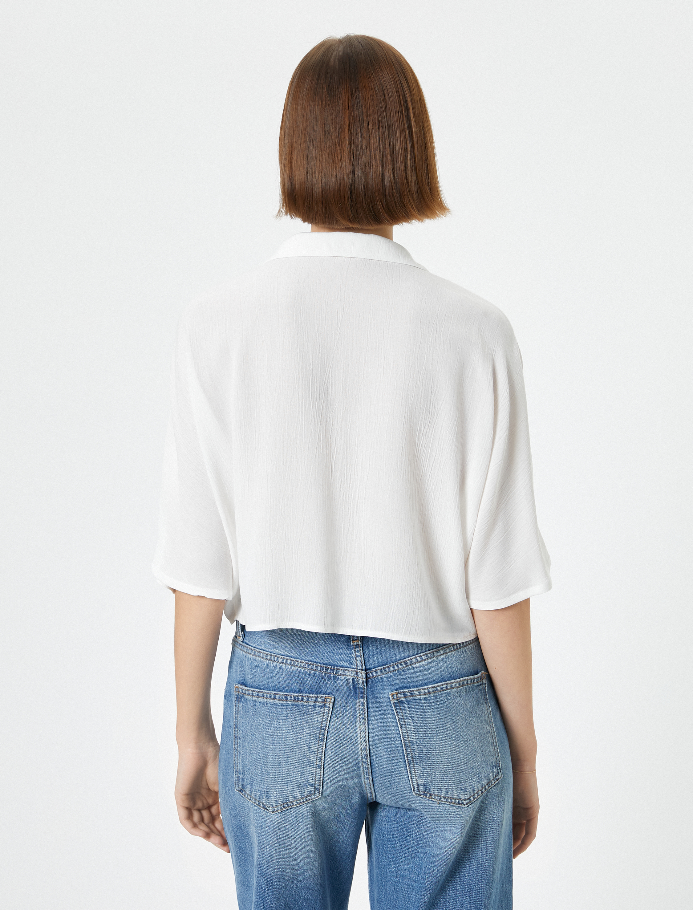   Önden Bağlamalı Gömlek Yarım Kollu Viskon