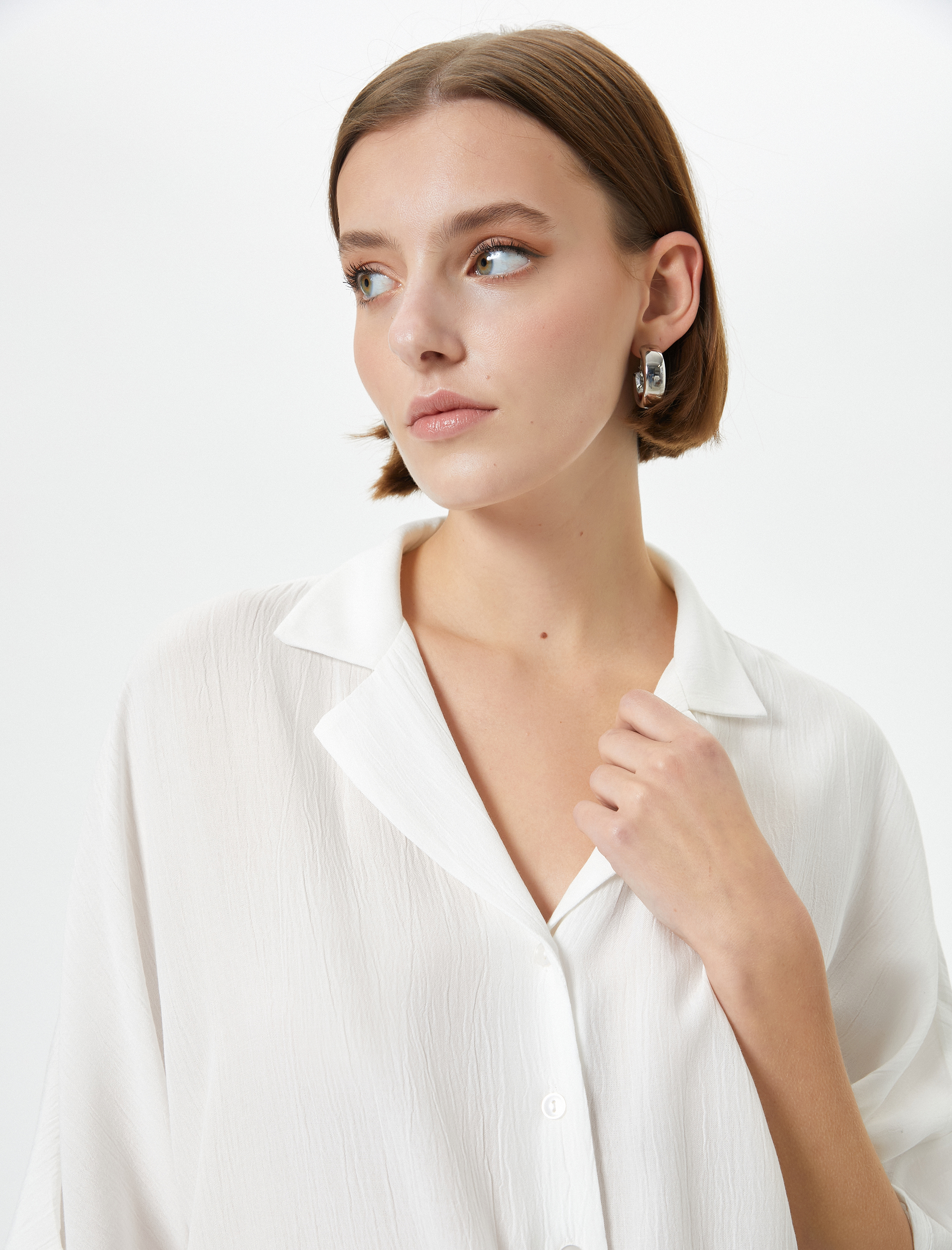   Önden Bağlamalı Gömlek Yarım Kollu Viskon