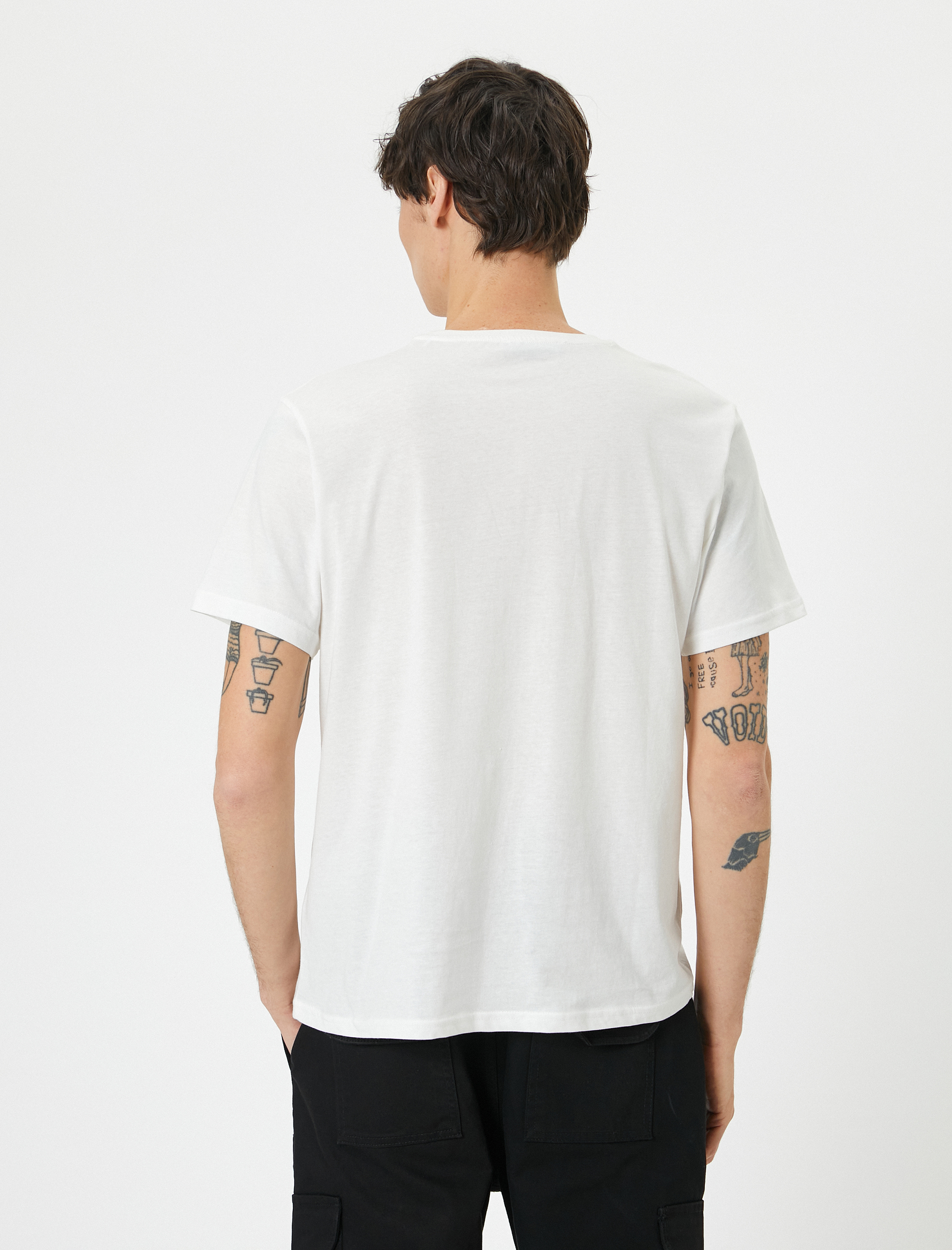   Slogan Baskılı Tişört Bisiklet Yaka Kısa Kollu Pamuklu