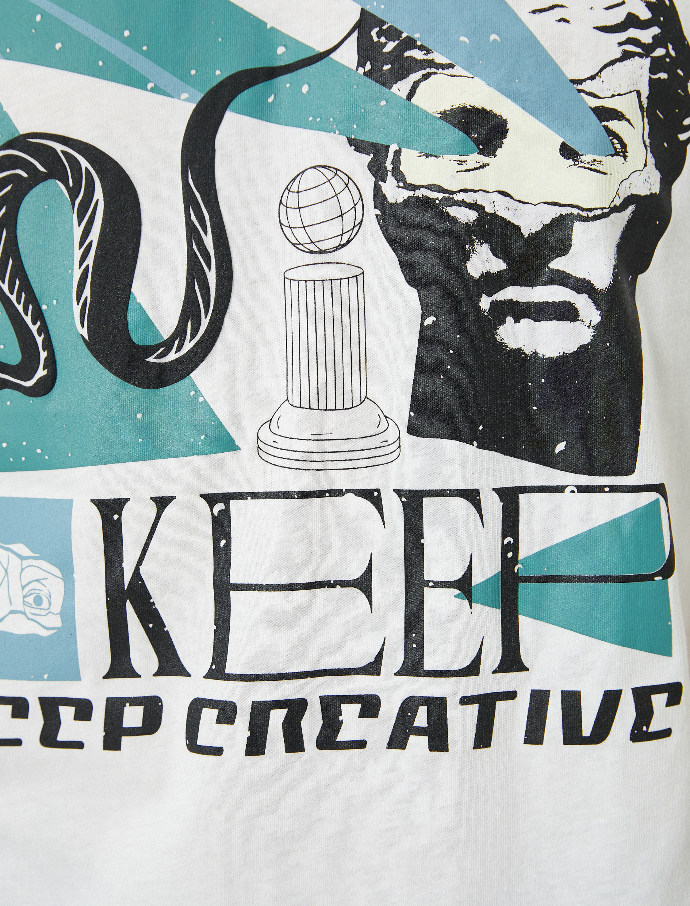   Slogan Baskılı Tişört Bisiklet Yaka Kısa Kollu Pamuklu