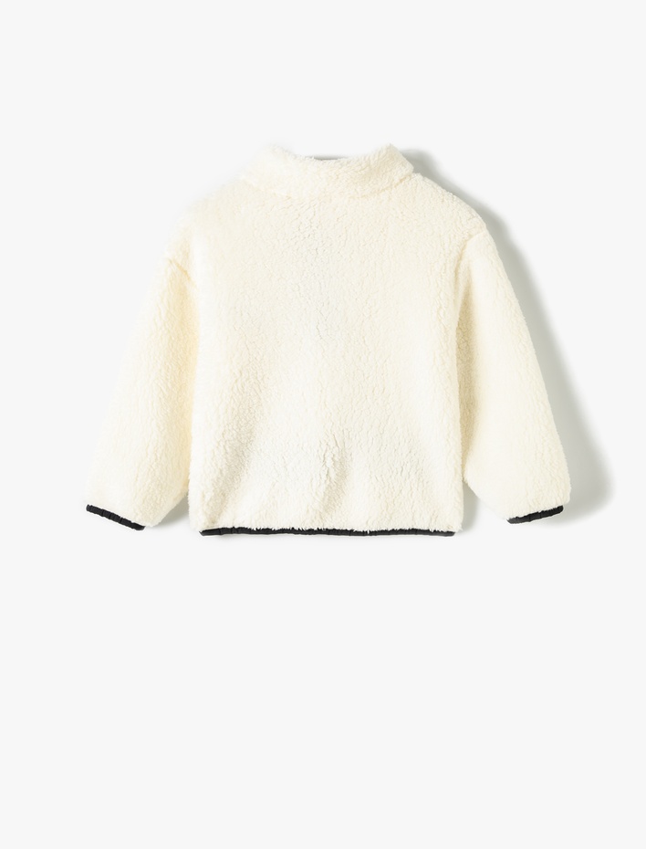 Erkek Bebek Peluş Sweat Dik Yaka Yarım Fermuar Detaylı Cepli