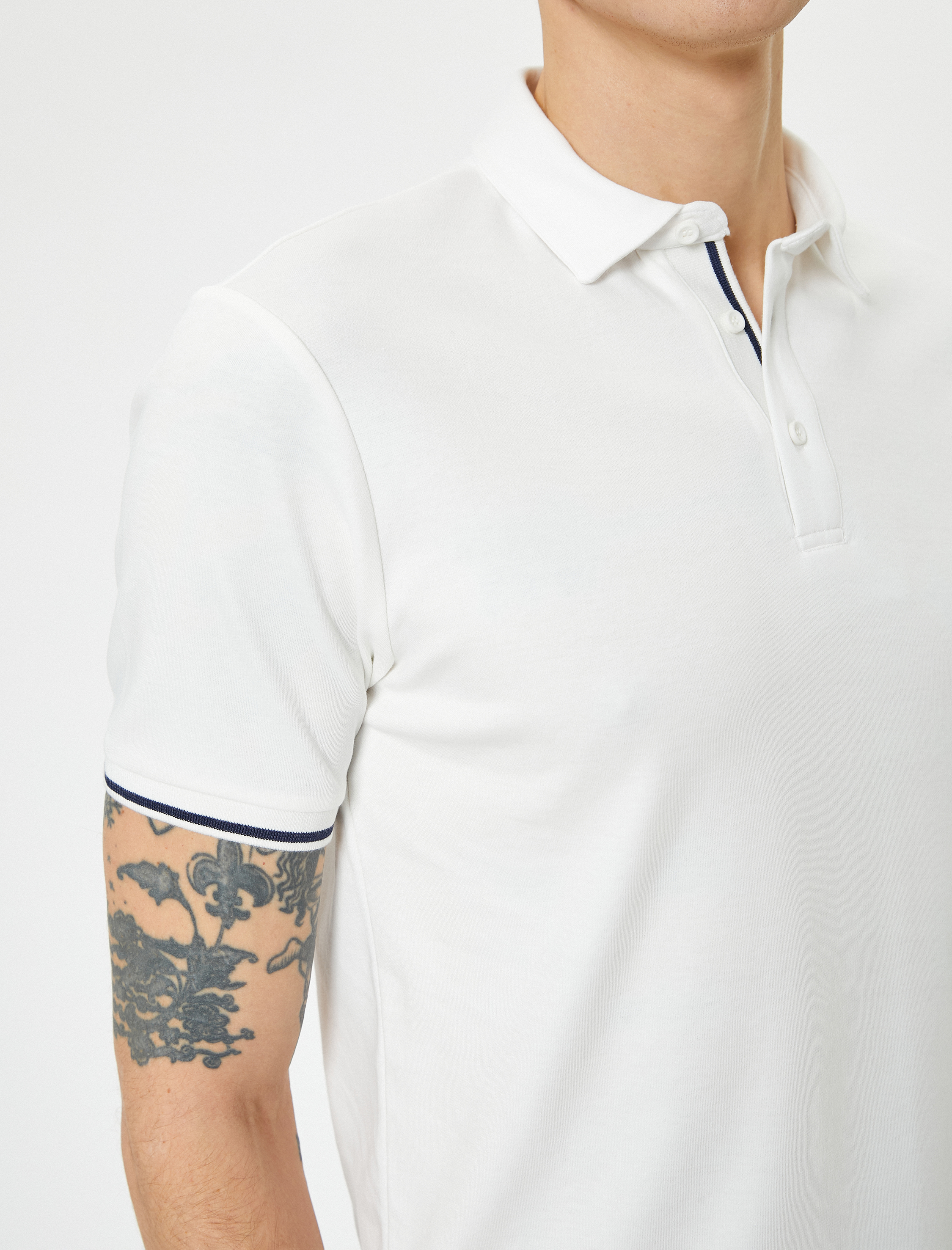   Polo Yaka Tişört Slim Fit Düğmeli Kısa Kollu