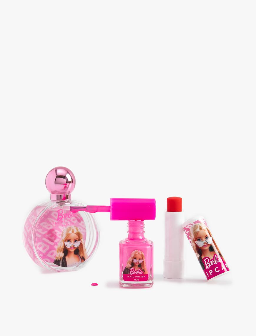  Kadın Barbie Temalı Parfüm Dudak Nemlendirici ve Oje Lisanslı