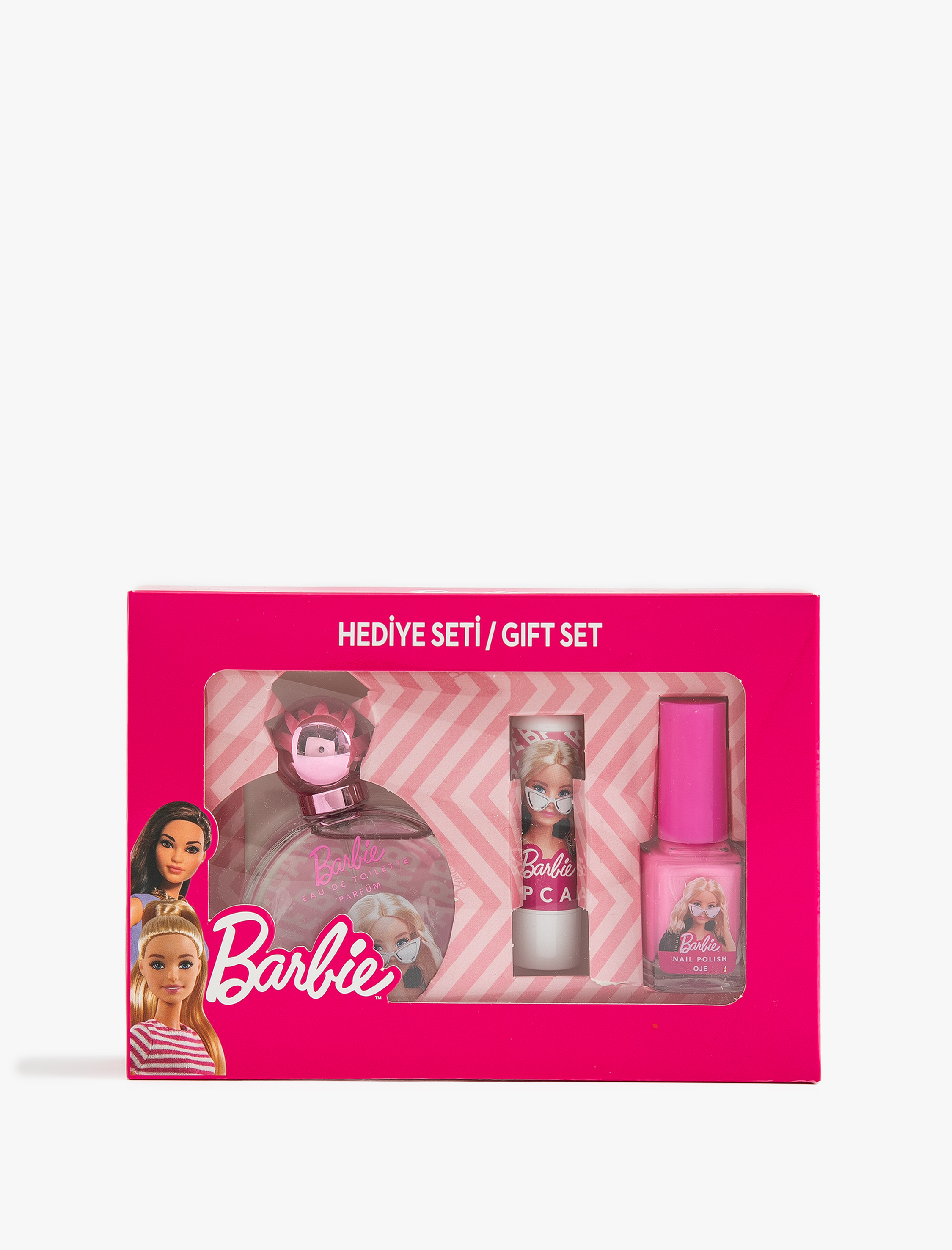  Kadın Barbie Temalı Parfüm Dudak Nemlendirici ve Oje Lisanslı