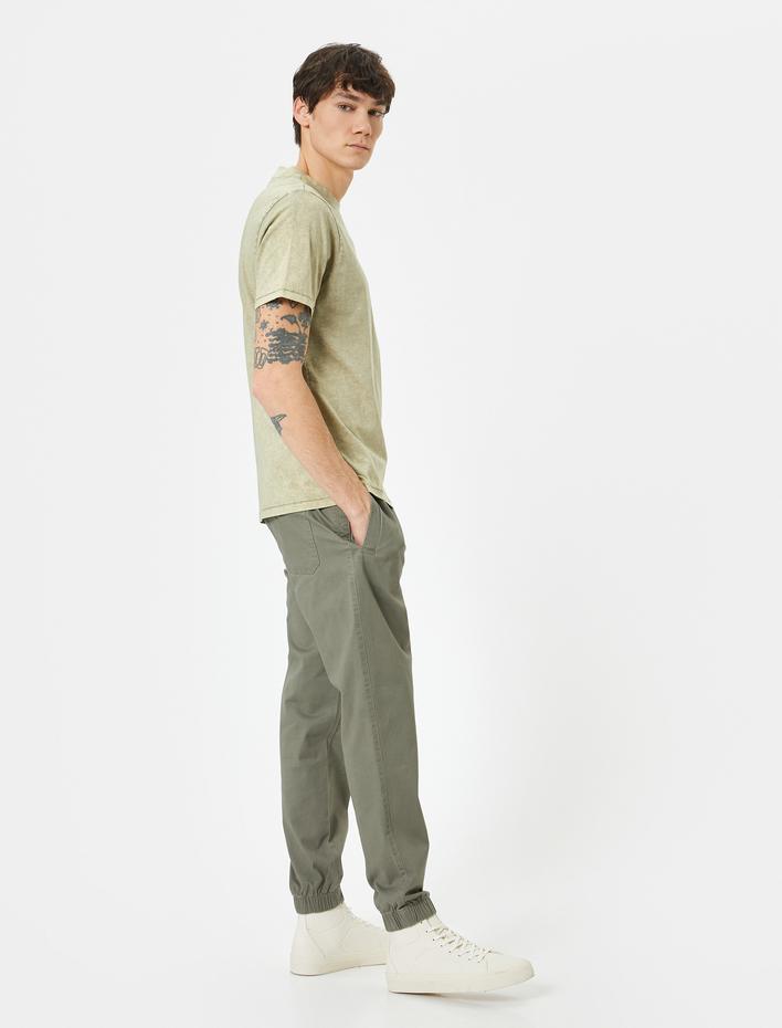  Jogger Pantolon Slim Fit Chino Beli Bağcıklı Cep Detaylı