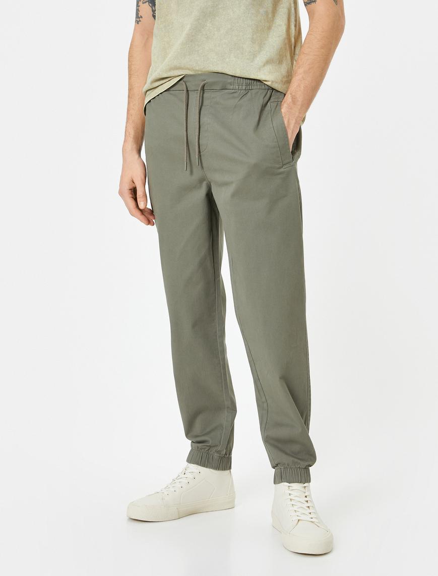 Ye il Erkek Jogger Pantolon Slim Fit Chino Beli Ba c kl Cep Detayl 4SAM40087HW Koton