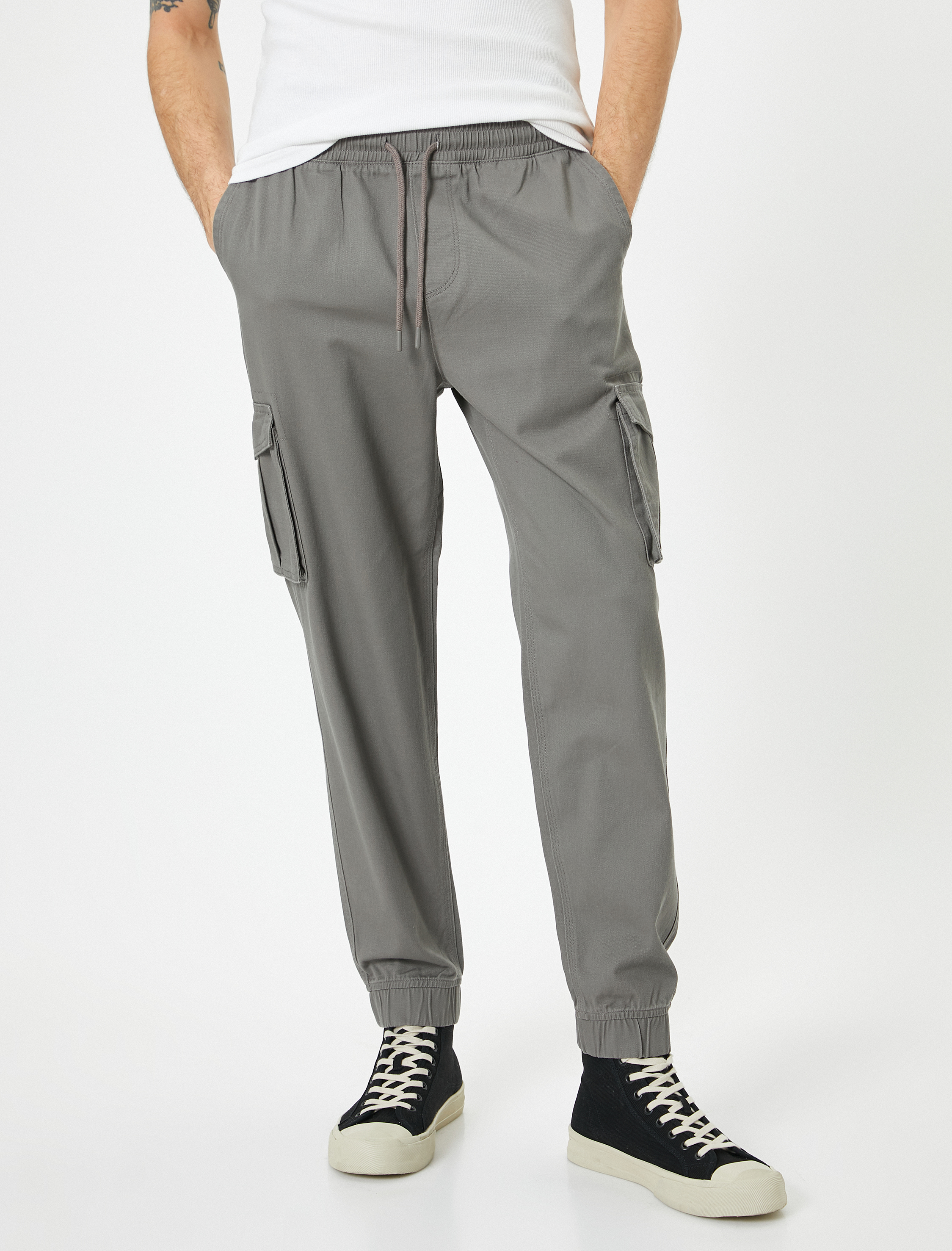   Kargo Cepli Pantolon Jogger Slim Fit Beli Bağcıklı