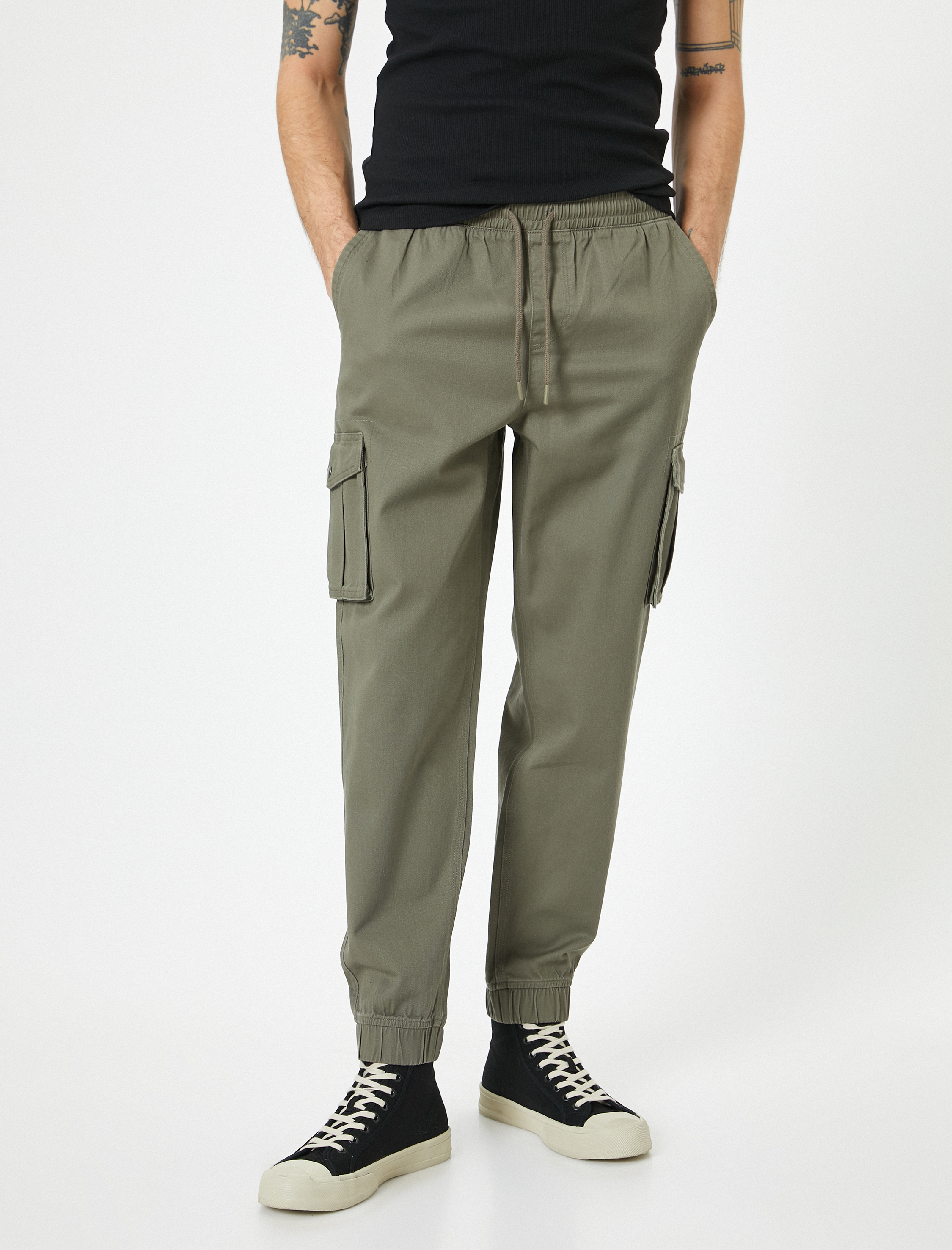   Kargo Cepli Pantolon Jogger Slim Fit Beli Bağcıklı