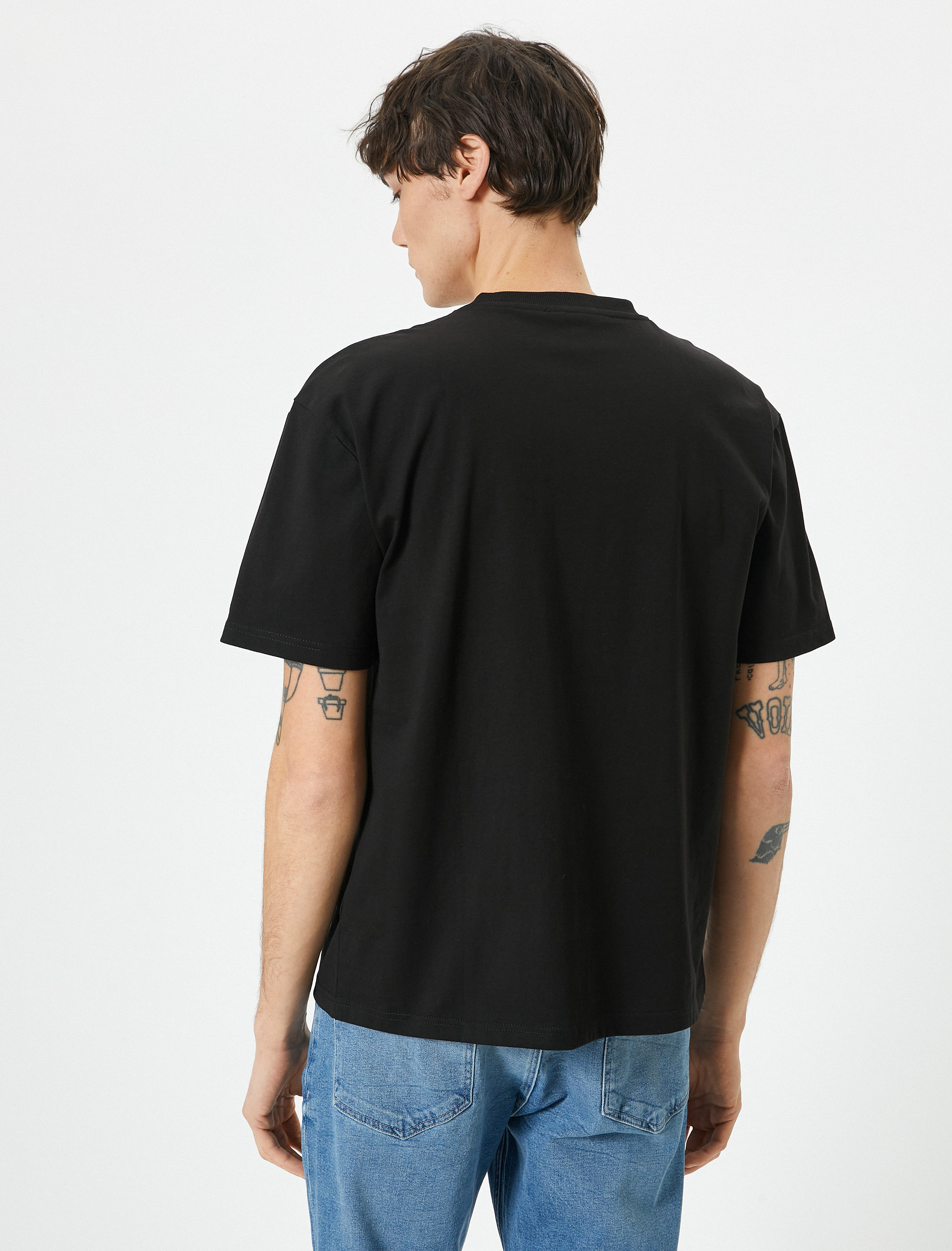   Oversize Tişört Slogan Baskılı Bisiklet Yaka Kısa Kollu