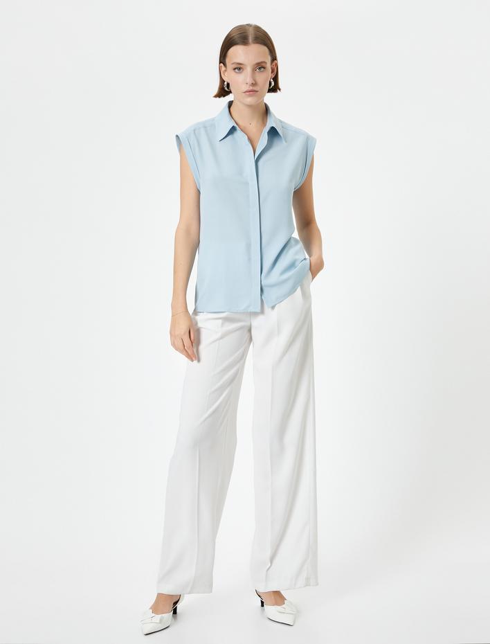  Kolsuz Gömlek Düğmeli Klasik Yaka Standart Kesim