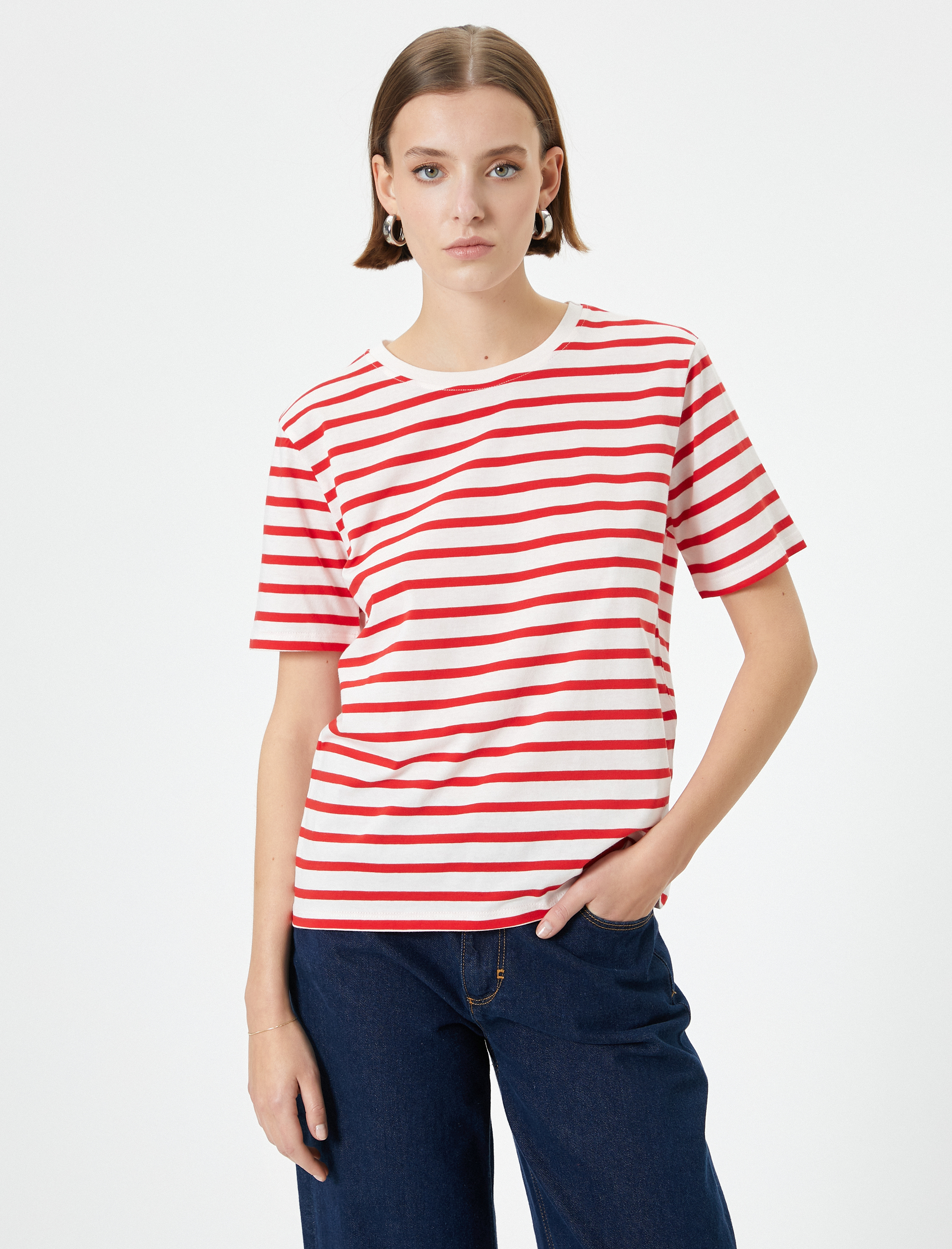   Basic Tişört Kısa Kollu Bisiklet Yaka Pamuklu