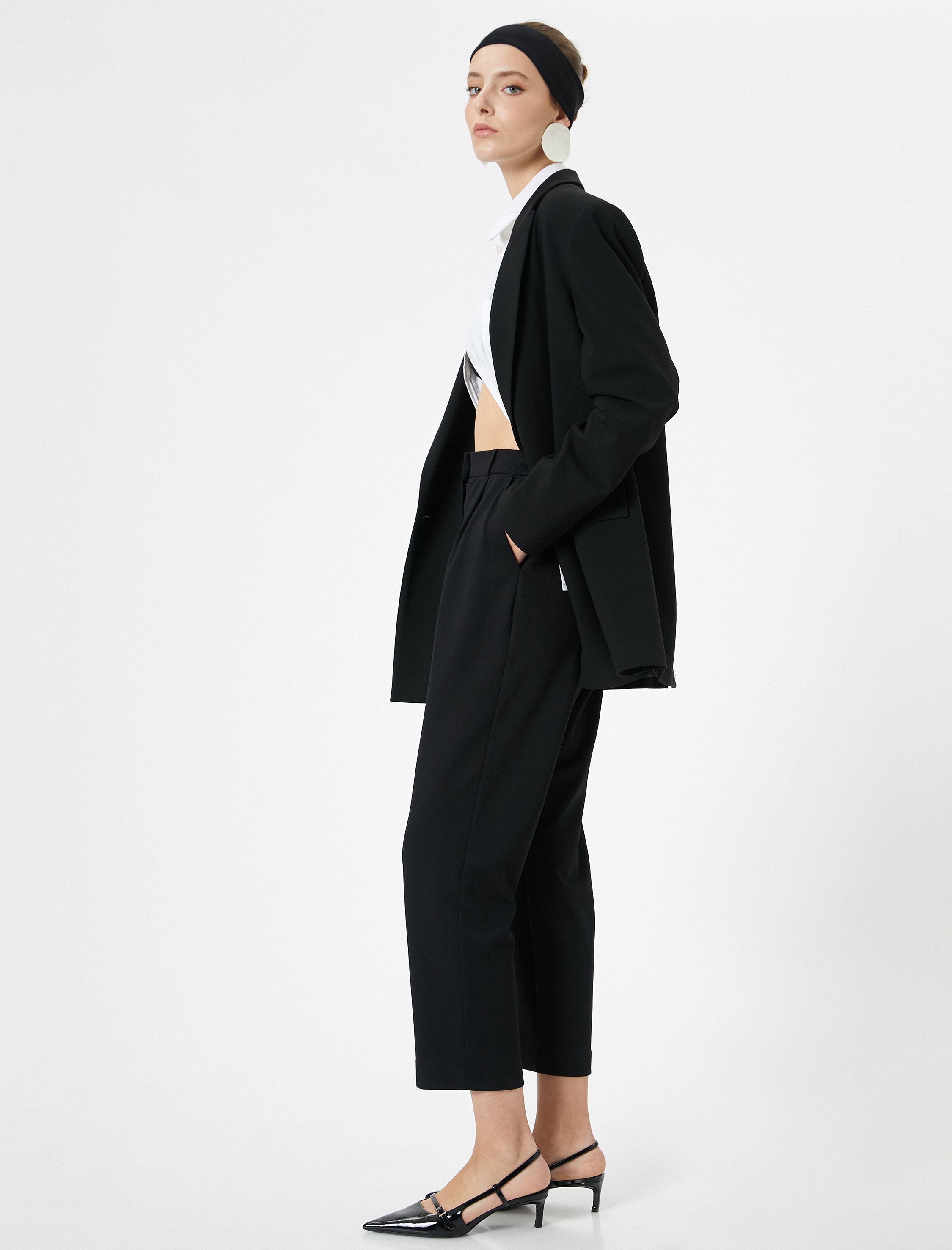   Kumaş Cigarette Pantolon Yüksek Bel Cep Detaylı