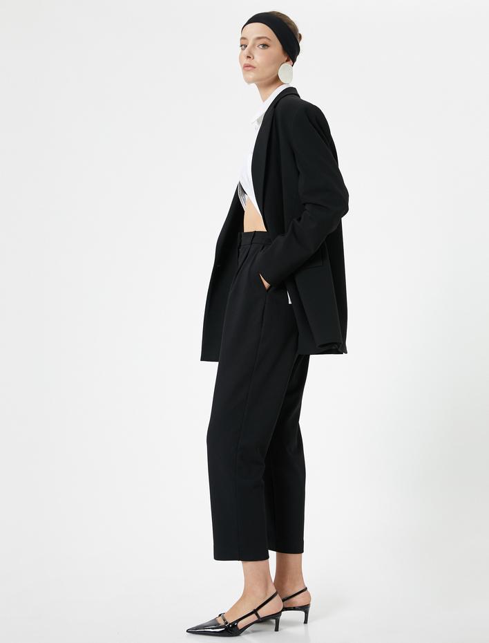  Kumaş Cigarette Pantolon Yüksek Bel Cep Detaylı