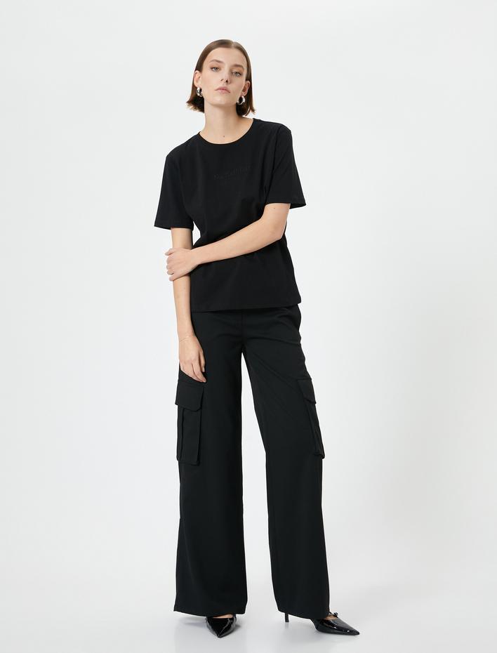  Bisiklet Yaka Tişört Kısa Kollu Pamuklu