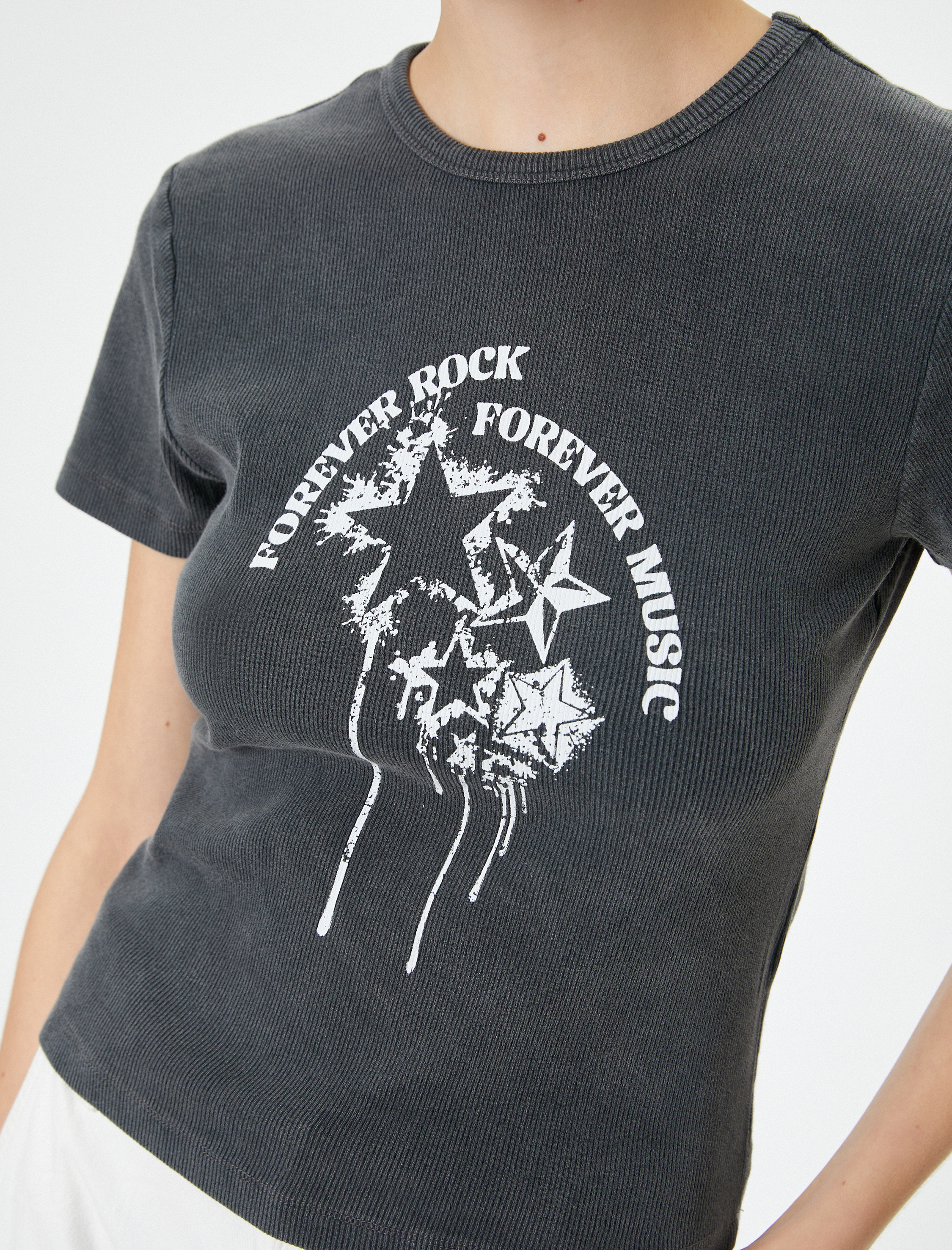   Baskılı Tişört Kısa Kollu Bisiklet Yaka Pamuklu Standart Kesim