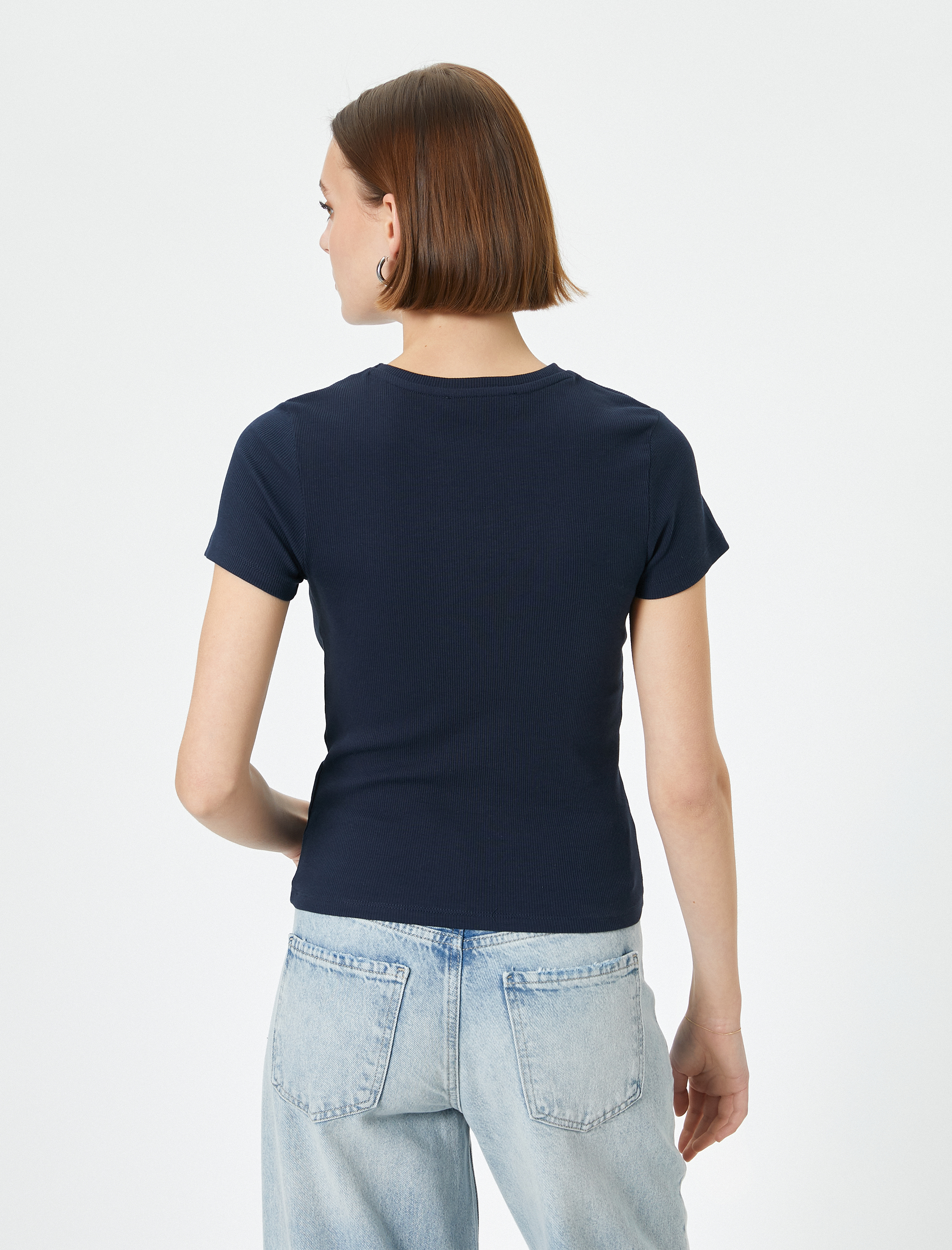 Basic Tişört Bisiklet Yaka Kısa Kollu Pamuklu Slim Fit