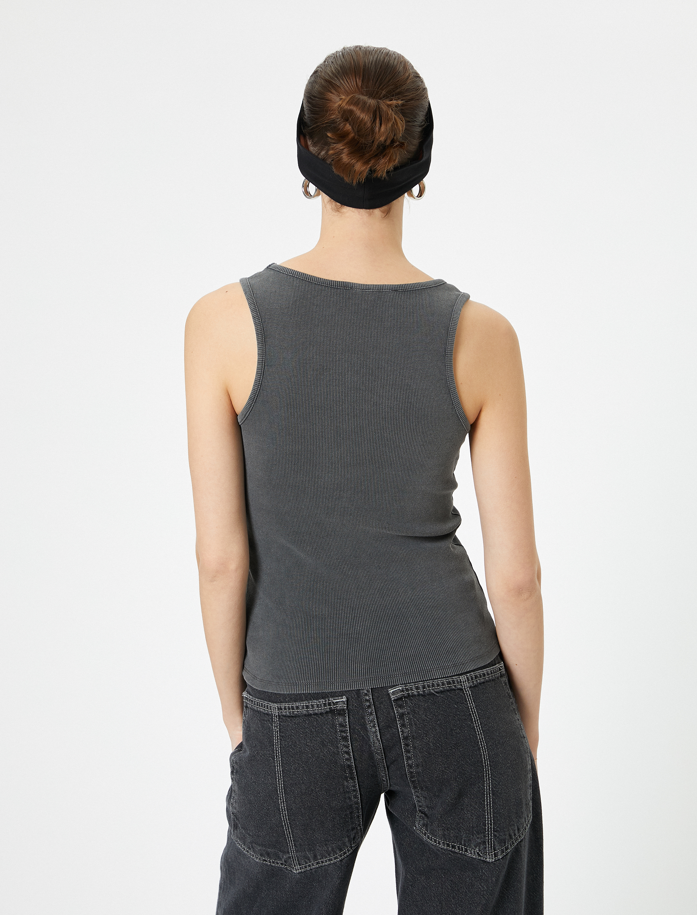   Parlak Taşlı Atlet Kalın Askılı Kare Yaka Pamuklu