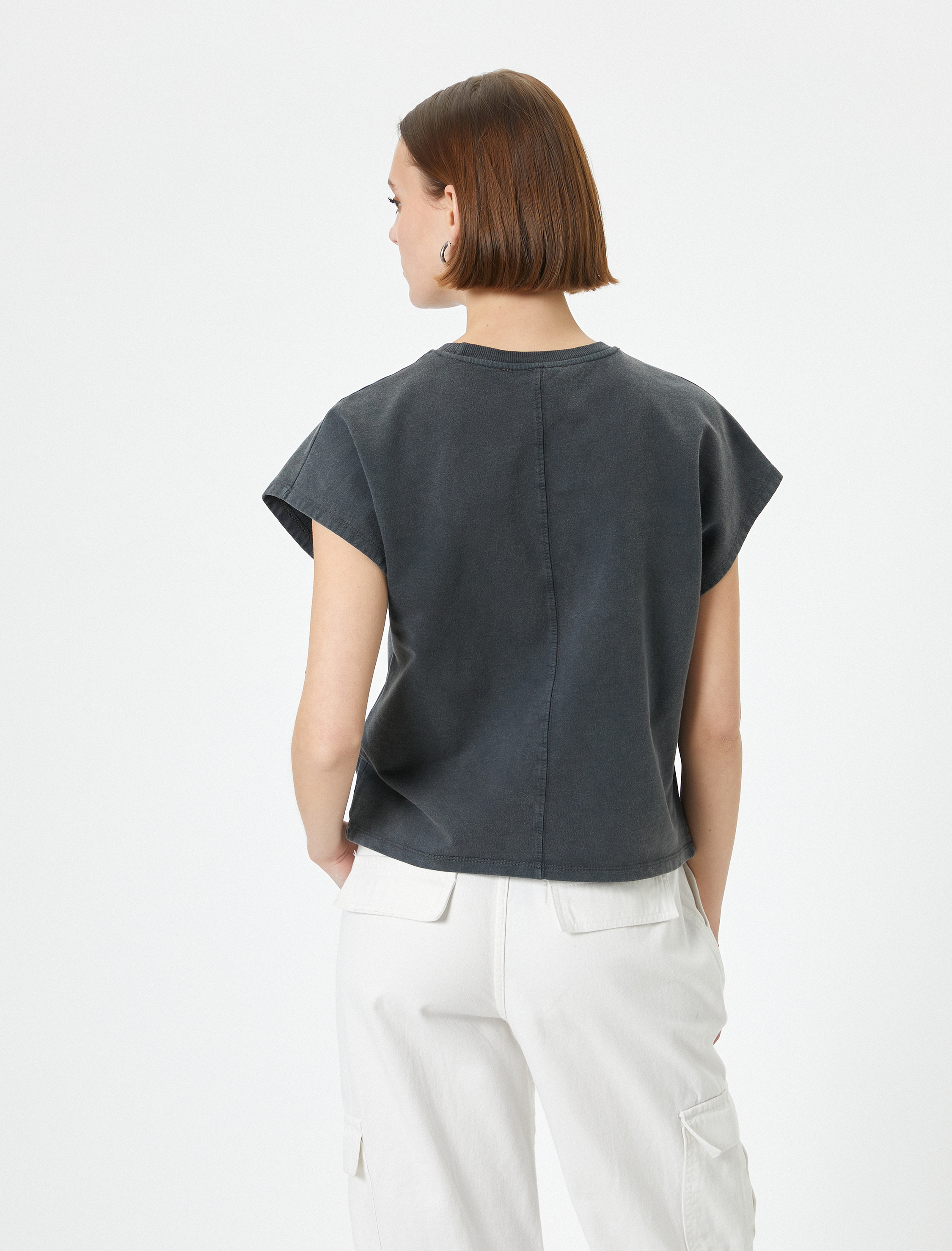   Baskılı Tişört Kısa Kollu Bisiklet Yaka Pamuklu Standart Kesim