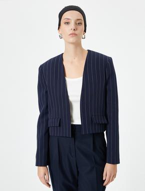 Blazer Ceket Kapaklı Cepli Standart Kesim_2