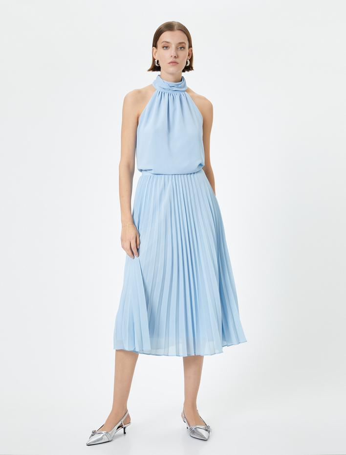  Halter Yaka Bluz Drapeli Standart Kesim