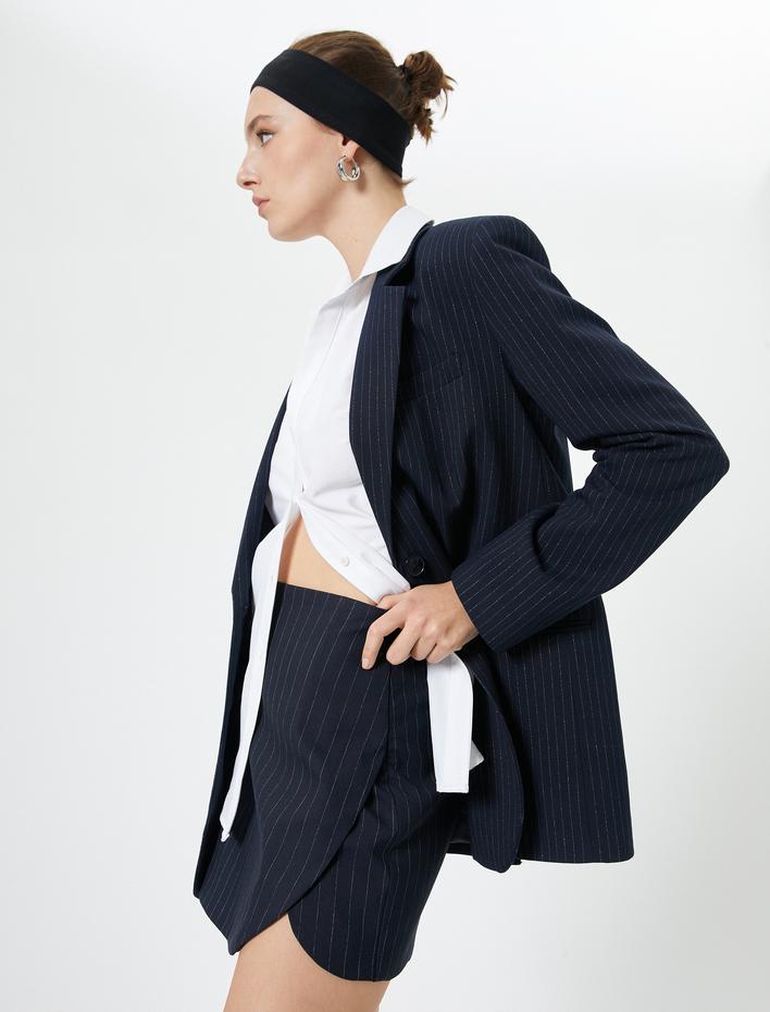  Mini Şort Etek Yüksek Bel Fleto Cepli