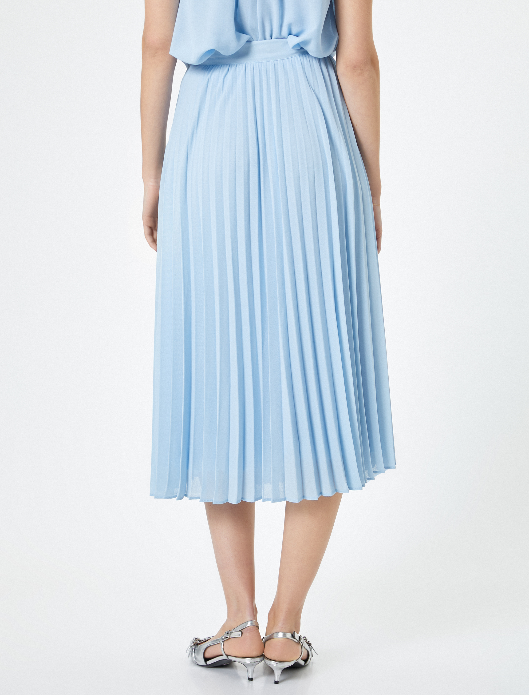   Pileli Midi Etek Normal Bel