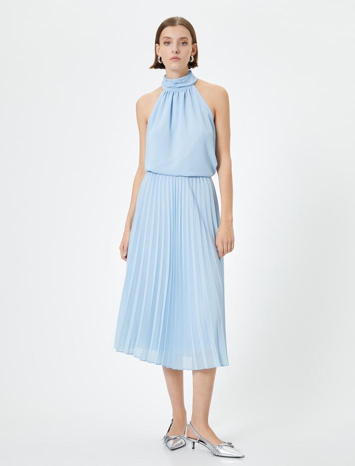  Pileli Midi Etek Normal Bel