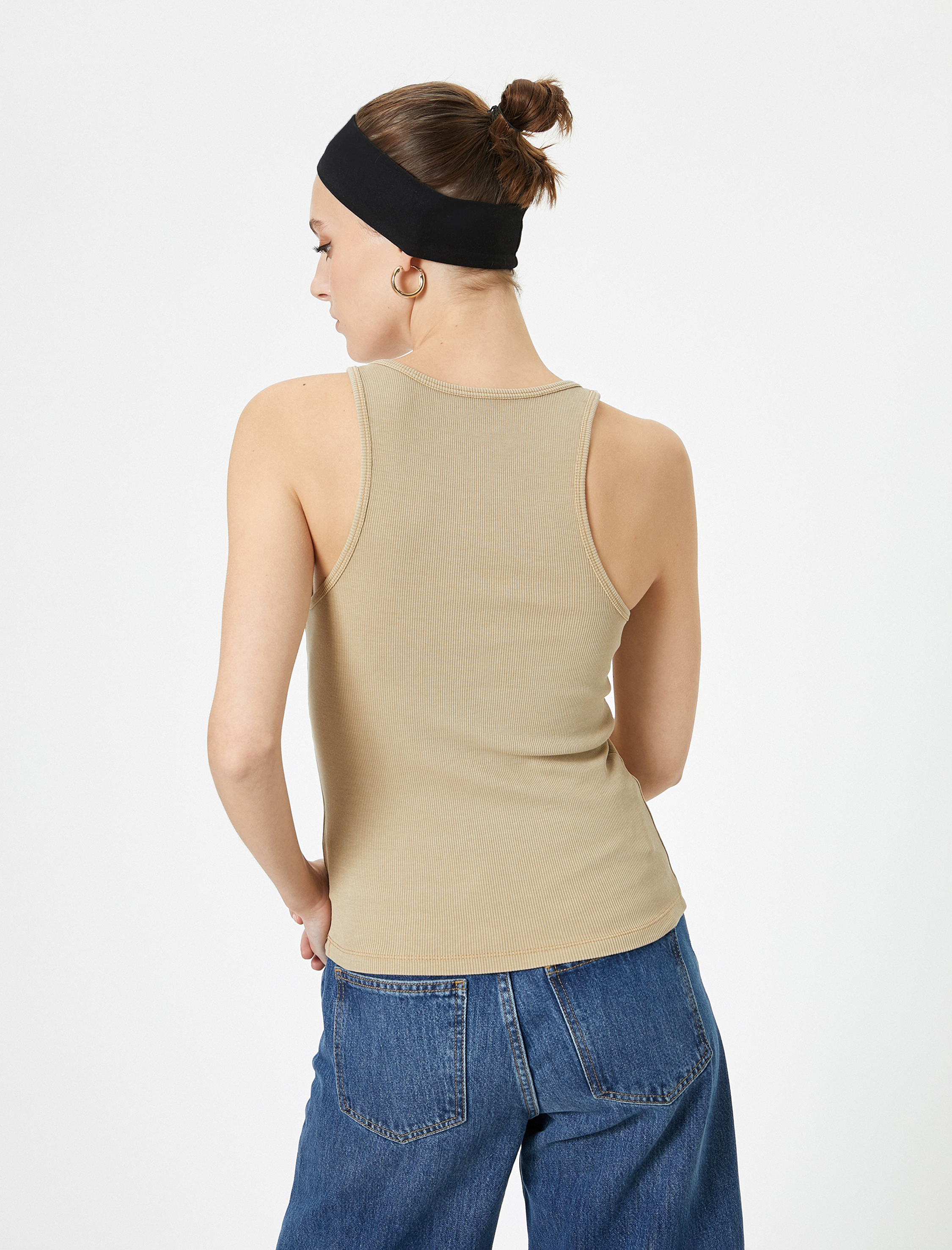   Fitilli Atlet U Yaka Kalın Askılı Slim Fit Pamuklu