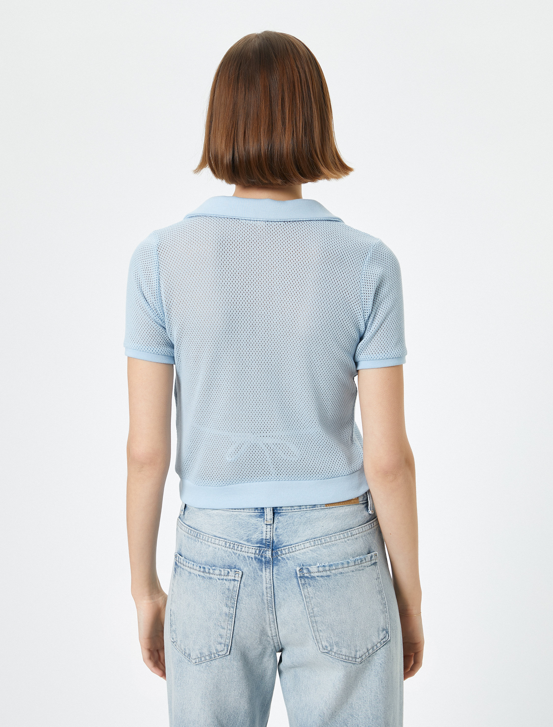   Crop File Tişört Polo Yaka Kısa Kollu