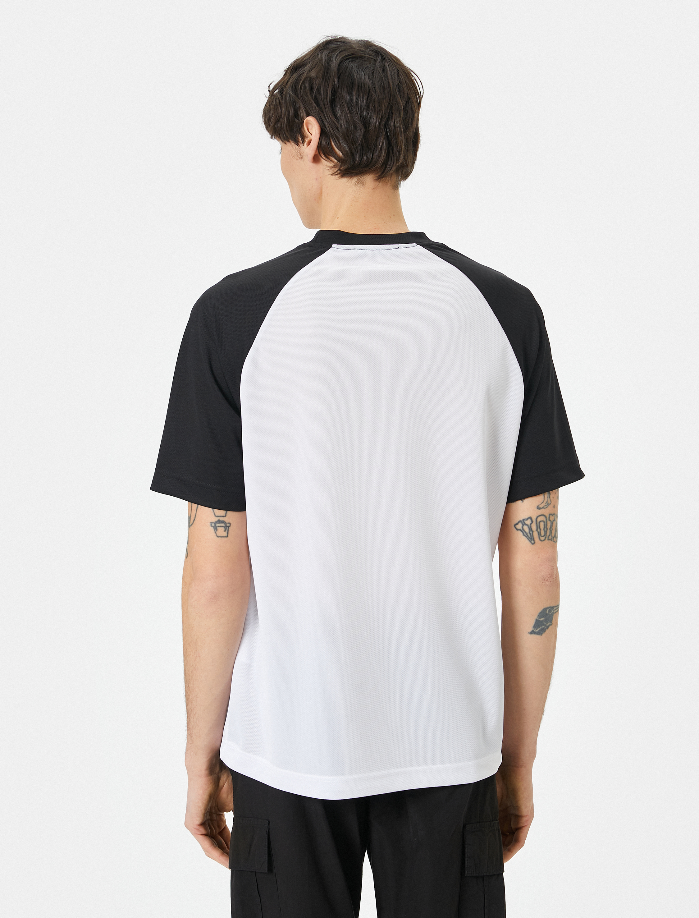   Oversize Tişört Slogan Baskılı Bisiklet Yaka Reglan Kollu