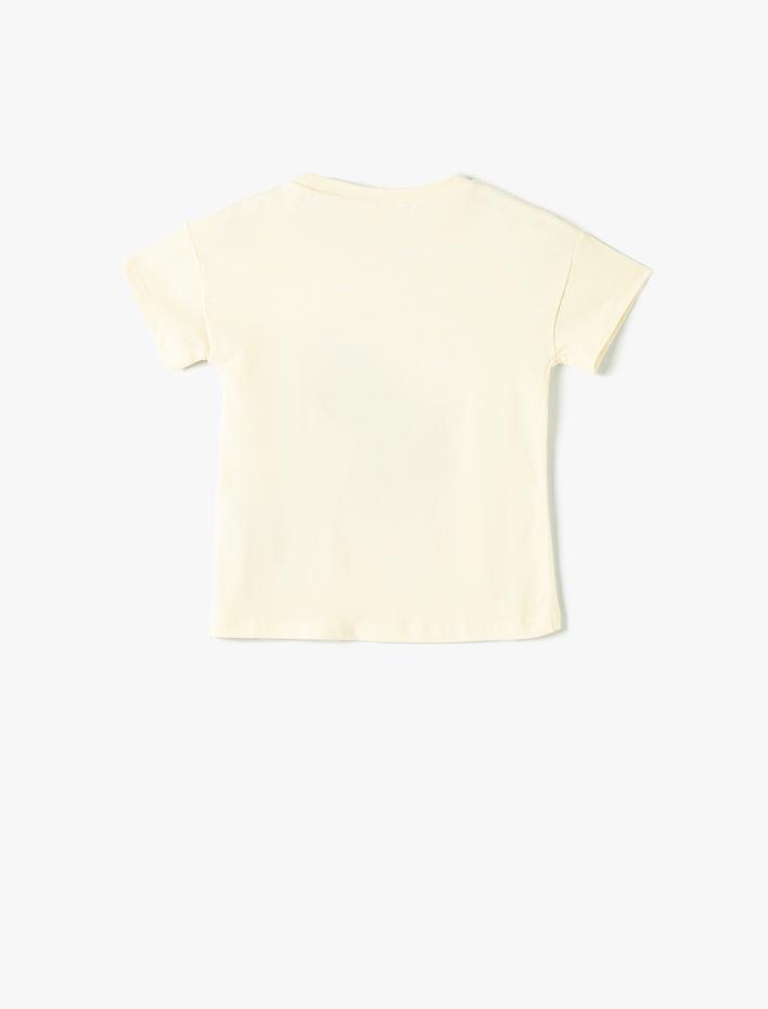 Kız Bebek Tişört Kısa Kollu Köpek Aplikeli Pamuklu