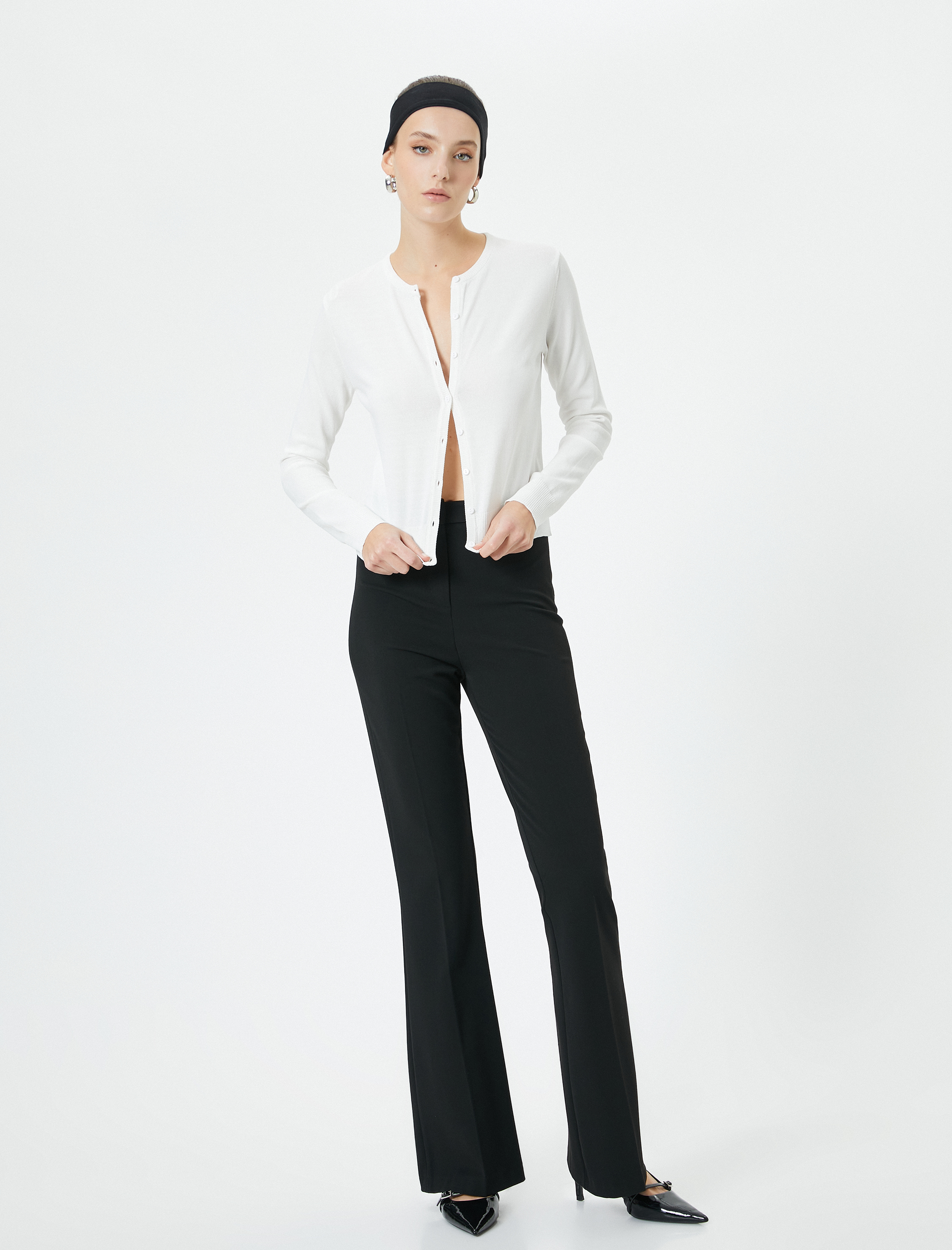   Triko Hırka Düğmeli Bisiklet Yaka Viskon Karışımlı