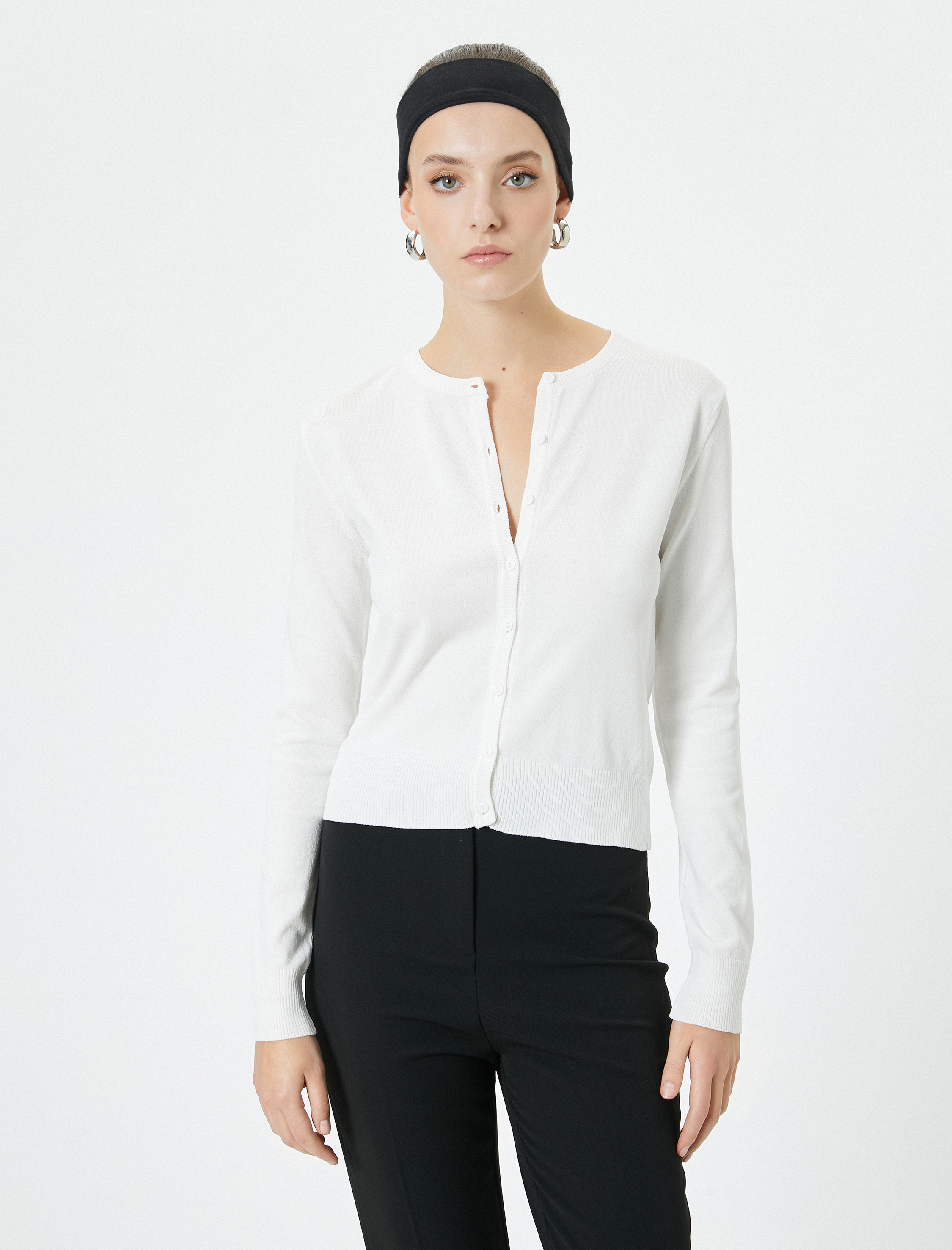   Triko Hırka Düğmeli Bisiklet Yaka Viskon Karışımlı