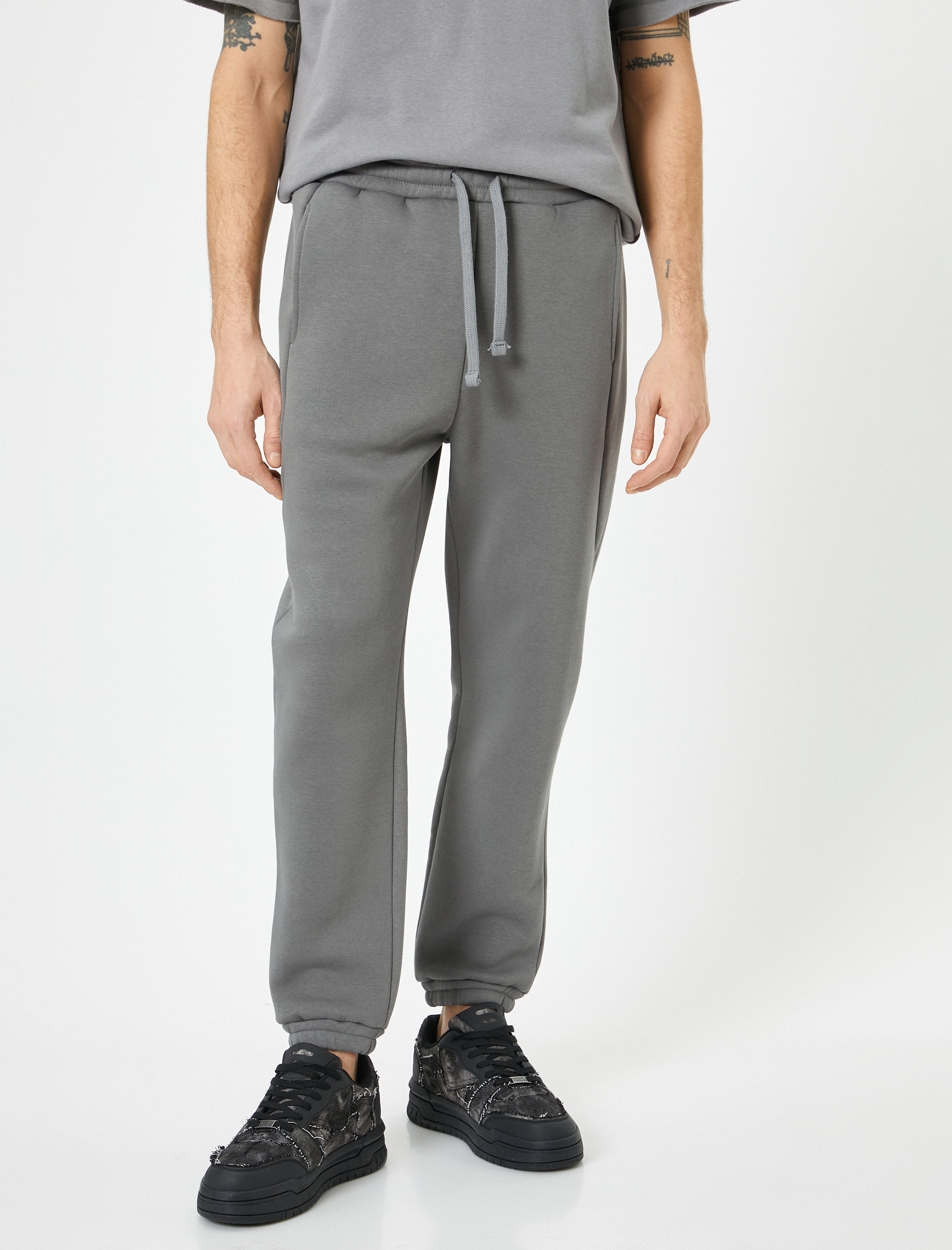   Jogger Eşofman Altı Beli Bağcıklı Cep Detaylı Şardonlu