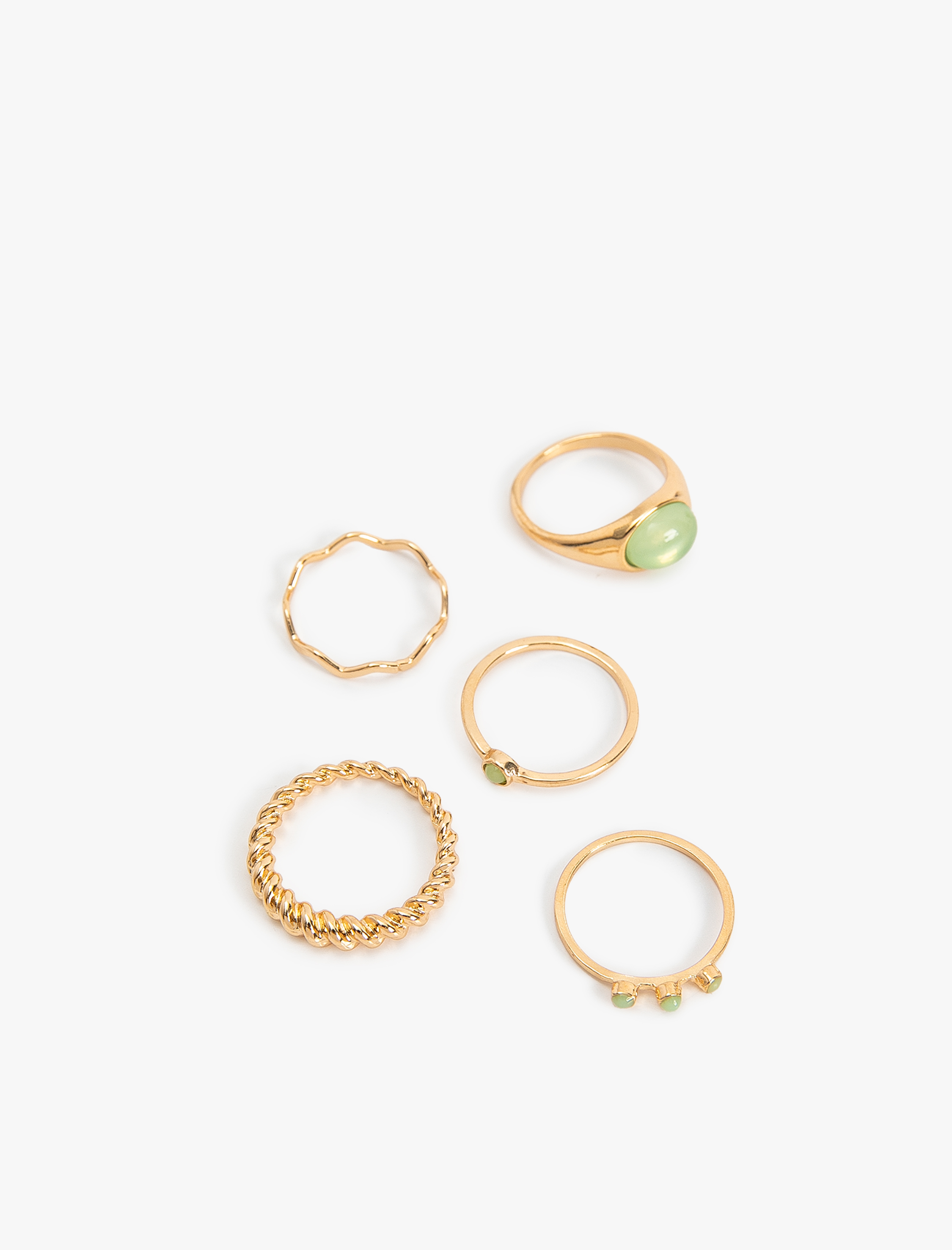  Kadın Çelik Karışımlı Taş Detaylı 5'li Yüzük Seti