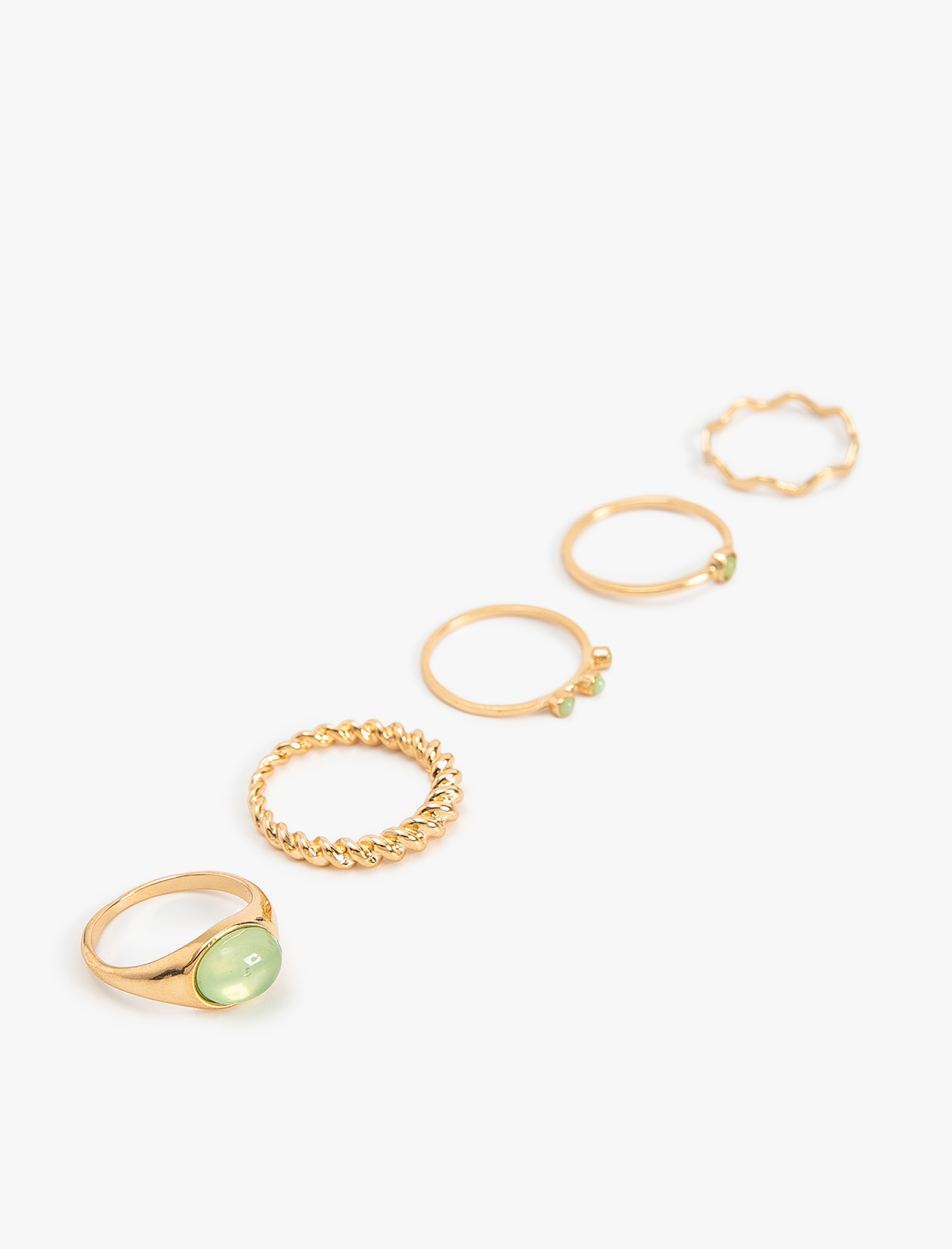  Kadın Çelik Karışımlı Taş Detaylı 5'li Yüzük Seti