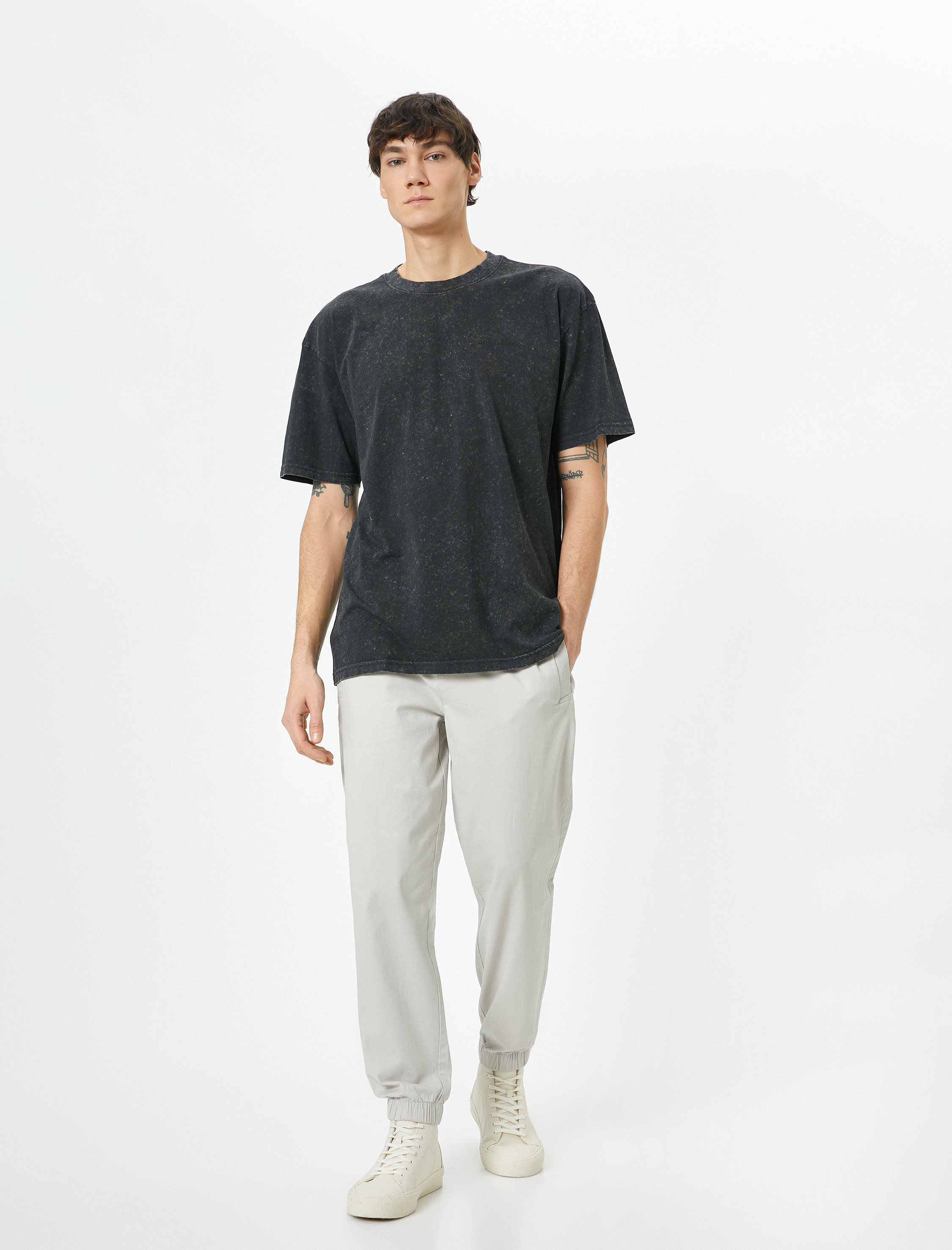 Koton Erkek Jogger Pantolon Slim Fit Chino Beli Bağcıklı Cep Detaylı