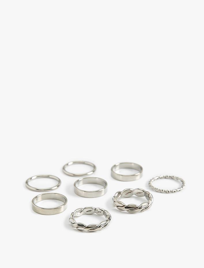 Kadın 8'li Basic Çelik Yüzük Seti