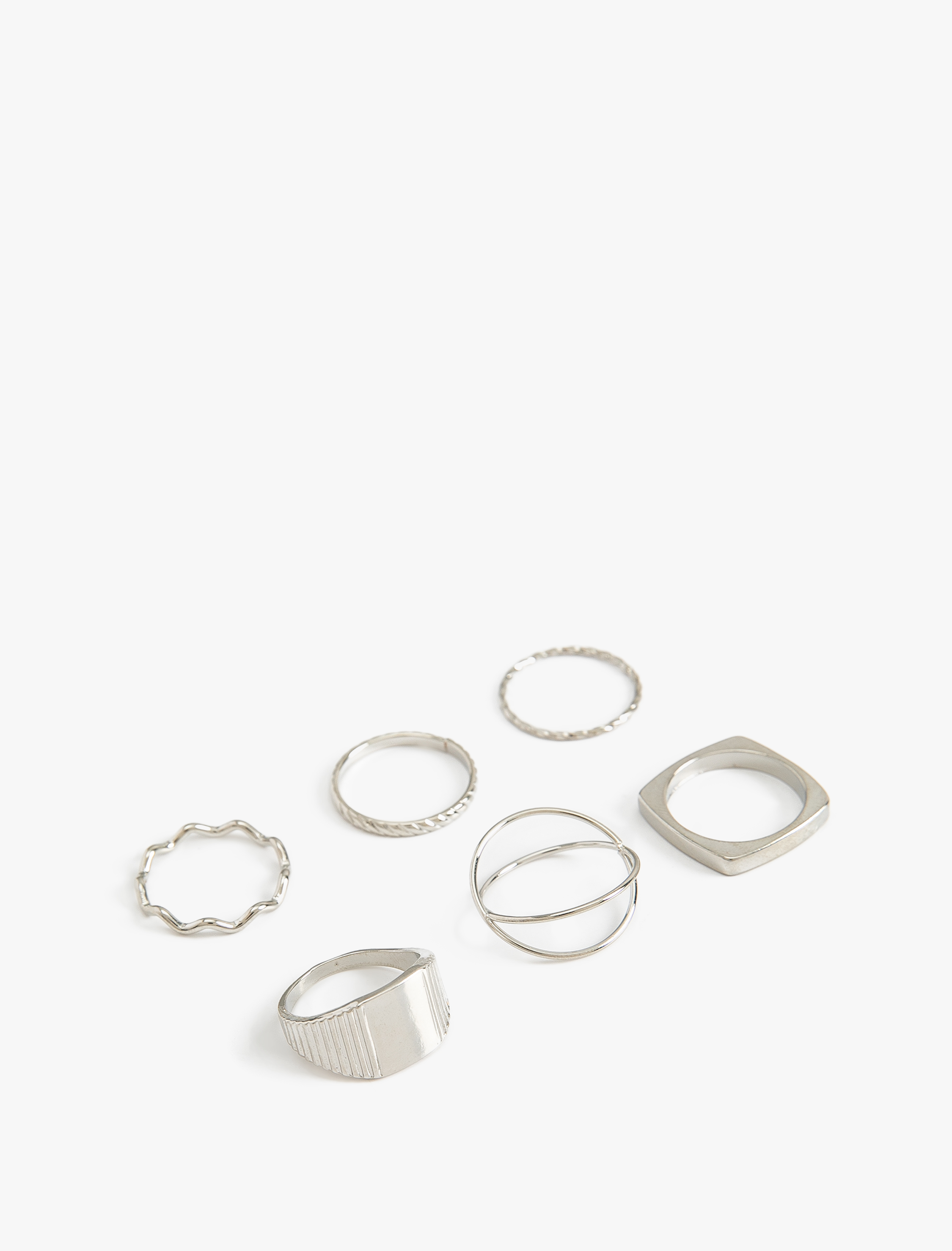  Kadın Çelik Yüzük Seti 6'lı Geometrik