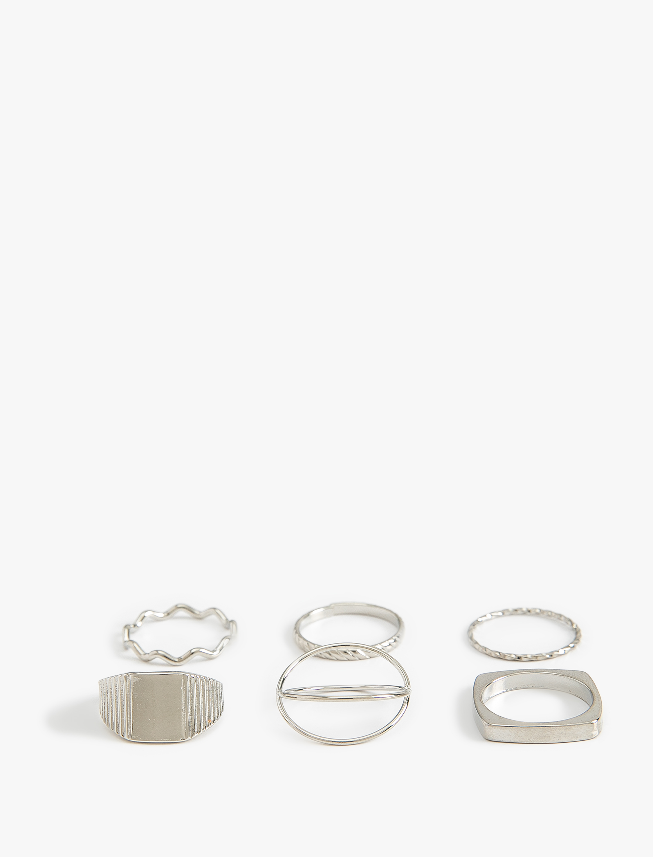  Kadın Çelik Yüzük Seti 6'lı Geometrik