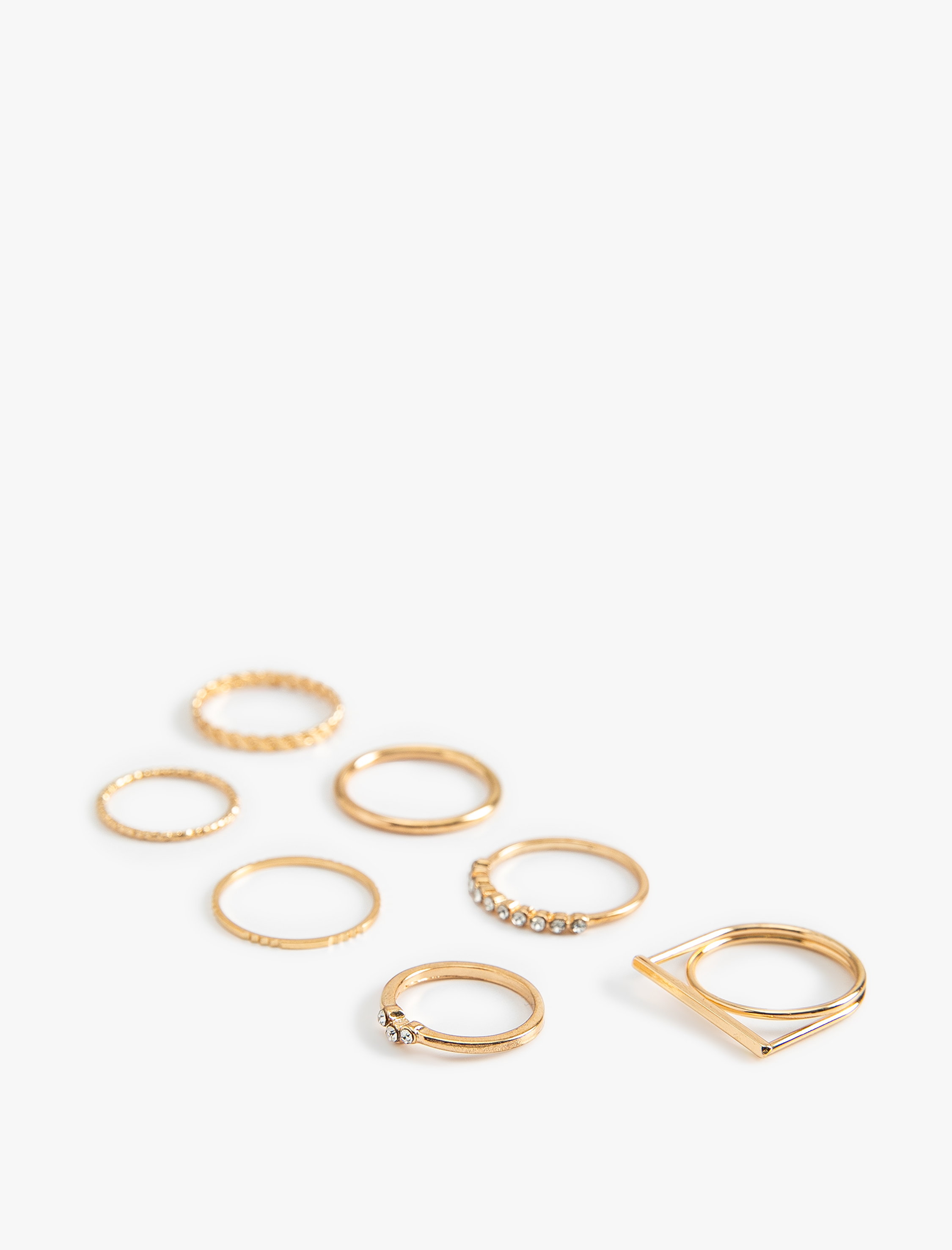  Kadın Yüzük Seti 7'li Taş Detaylı Çelik